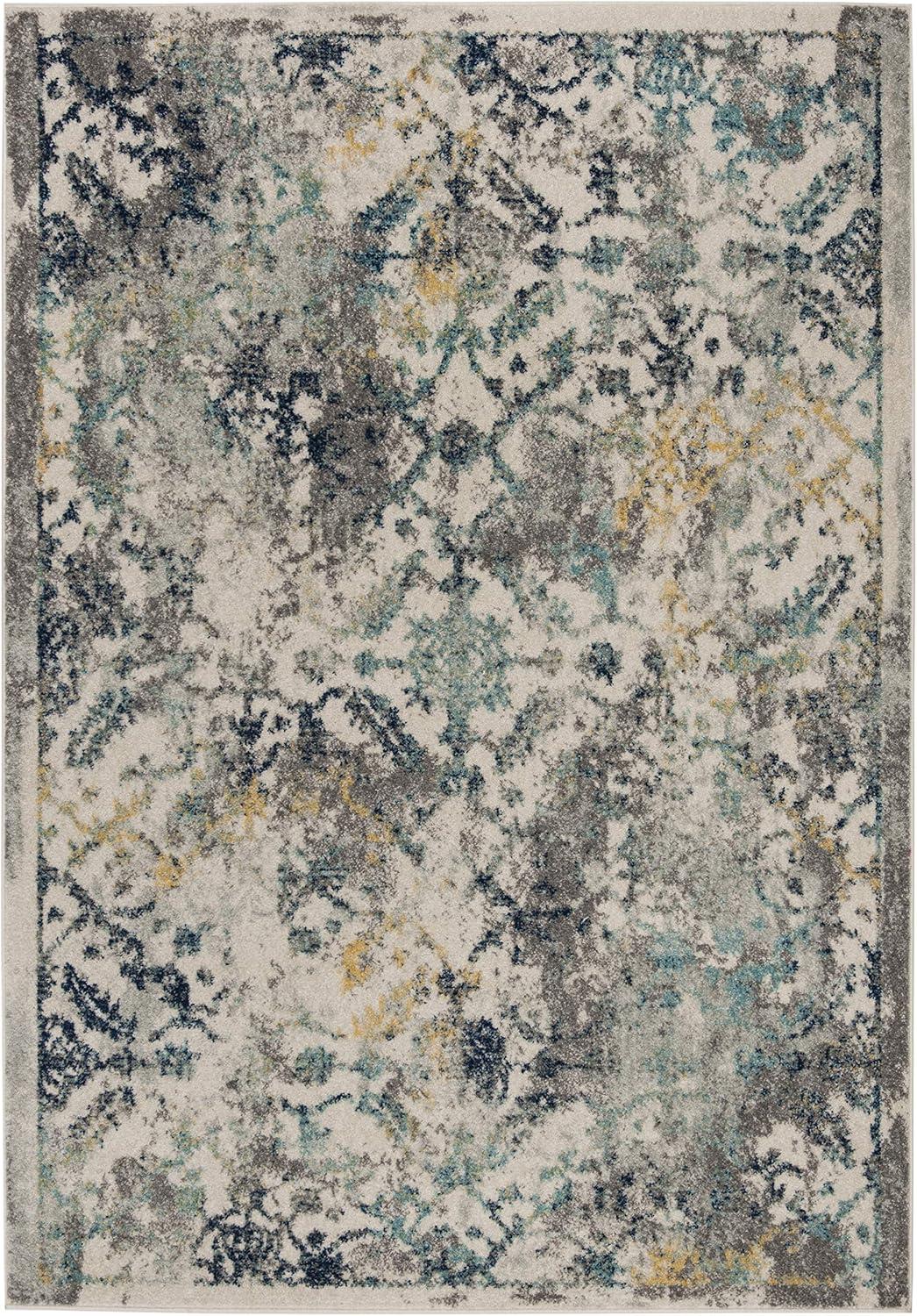 image:imageSAFAVIEH Madison Collection Area Rug 53 x 76 Ivory amp Blue Boho Chic Distressed Design NonShedding amp Easy Care Ideal for High Traffic Areas in Living Room Bedroom MAD159MIvoryBlue