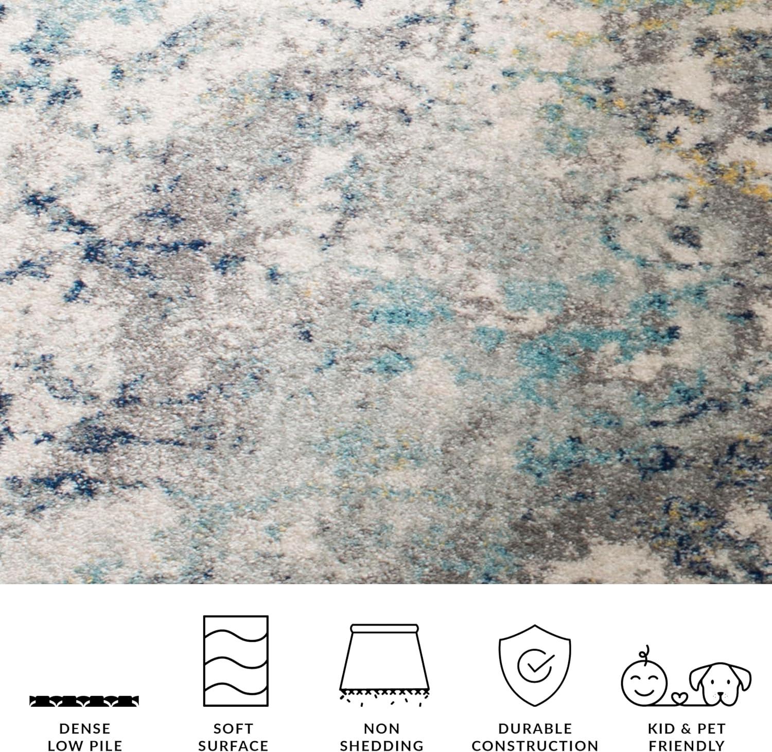 image:imageSAFAVIEH Madison Collection Area Rug 53 x 76 Ivory amp Blue Boho Chic Distressed Design NonShedding amp Easy Care Ideal for High Traffic Areas in Living Room Bedroom MAD159MIvoryBlue