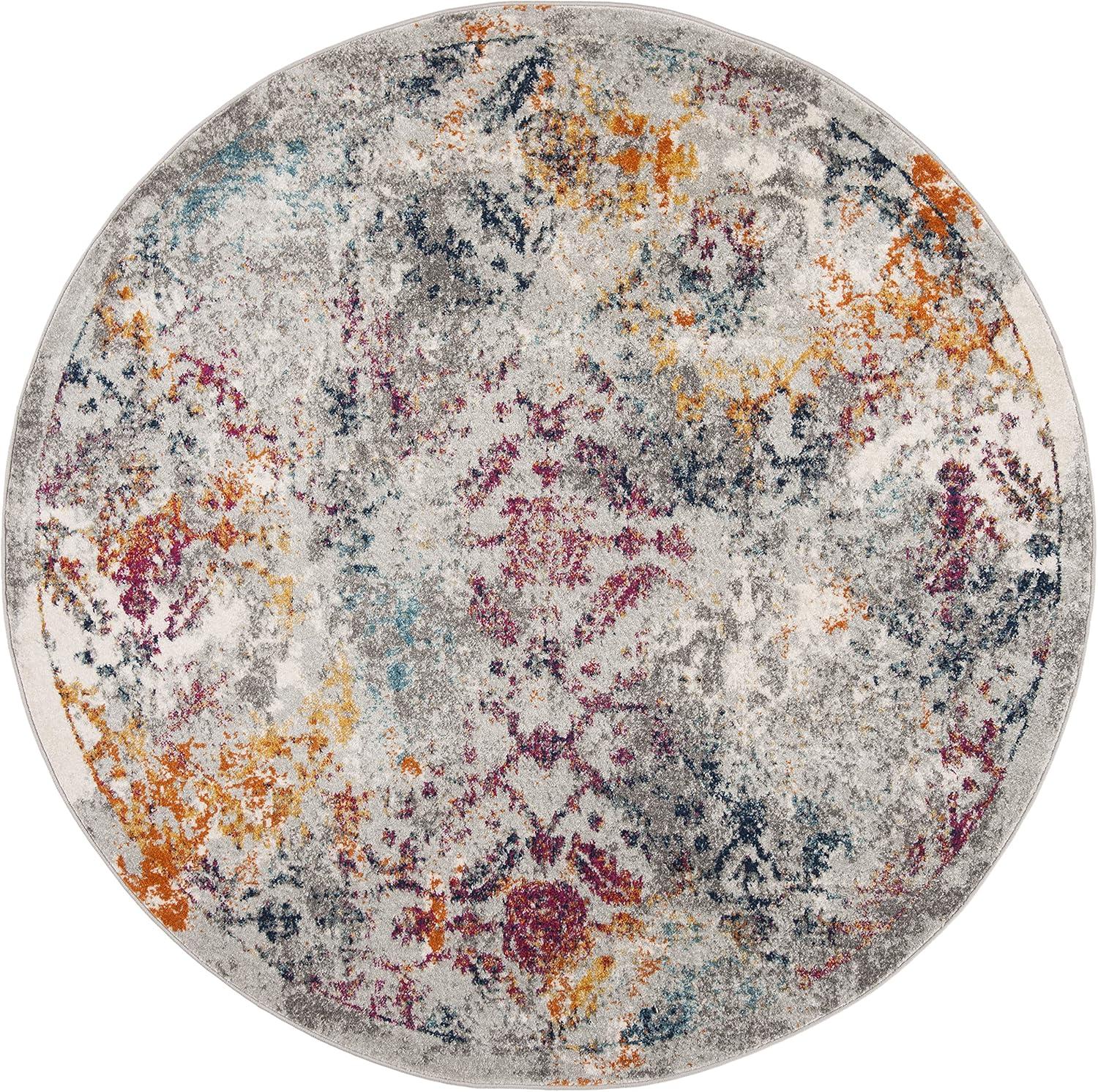 image:imageSAFAVIEH Madison Collection Area Rug 53 x 76 Ivory amp Blue Boho Chic Distressed Design NonShedding amp Easy Care Ideal for High Traffic Areas in Living Room Bedroom MAD159MLight GreyFuchsia