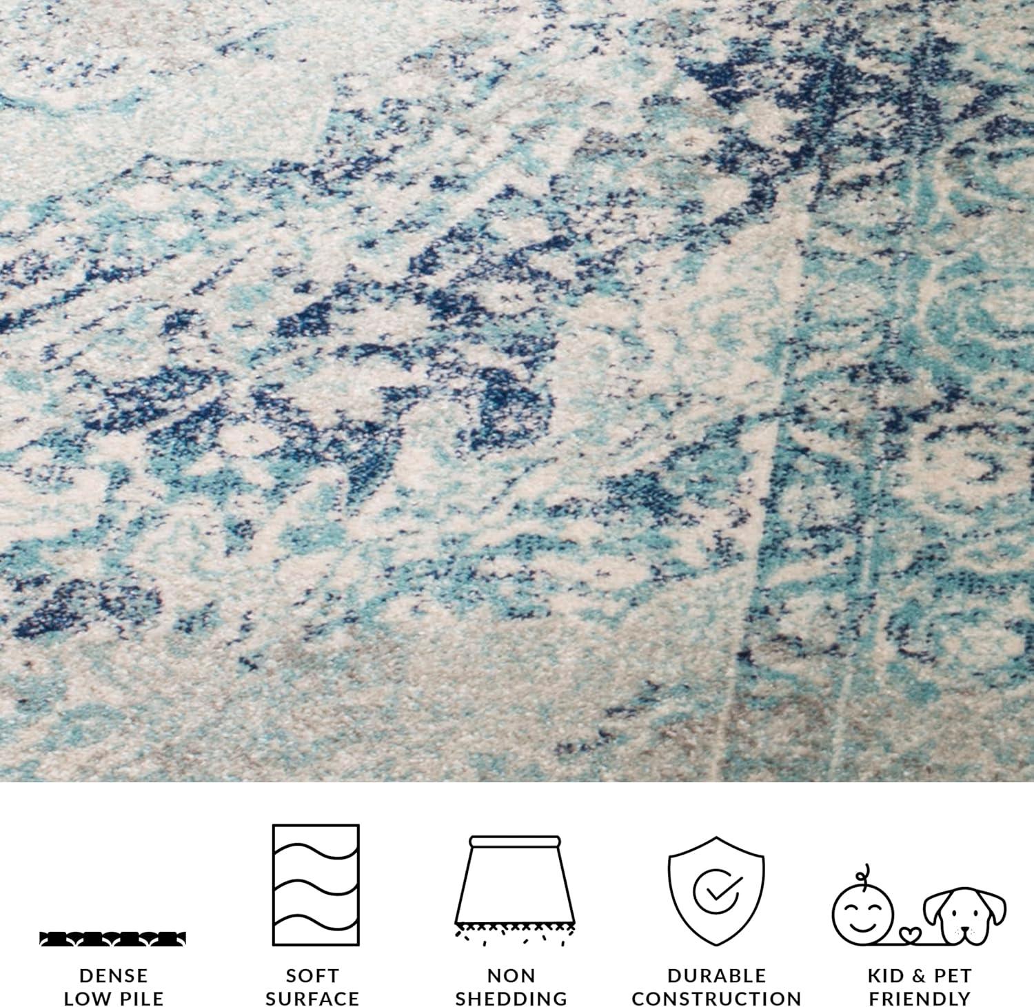 image:imageSAFAVIEH Madison Collection Area Rug 53 x 76 Ivory amp Blue Boho Chic Medallion Design NonShedding amp Easy Care Ideal for High Traffic Areas in Living Room Bedroom MAD152MIvoryBlue