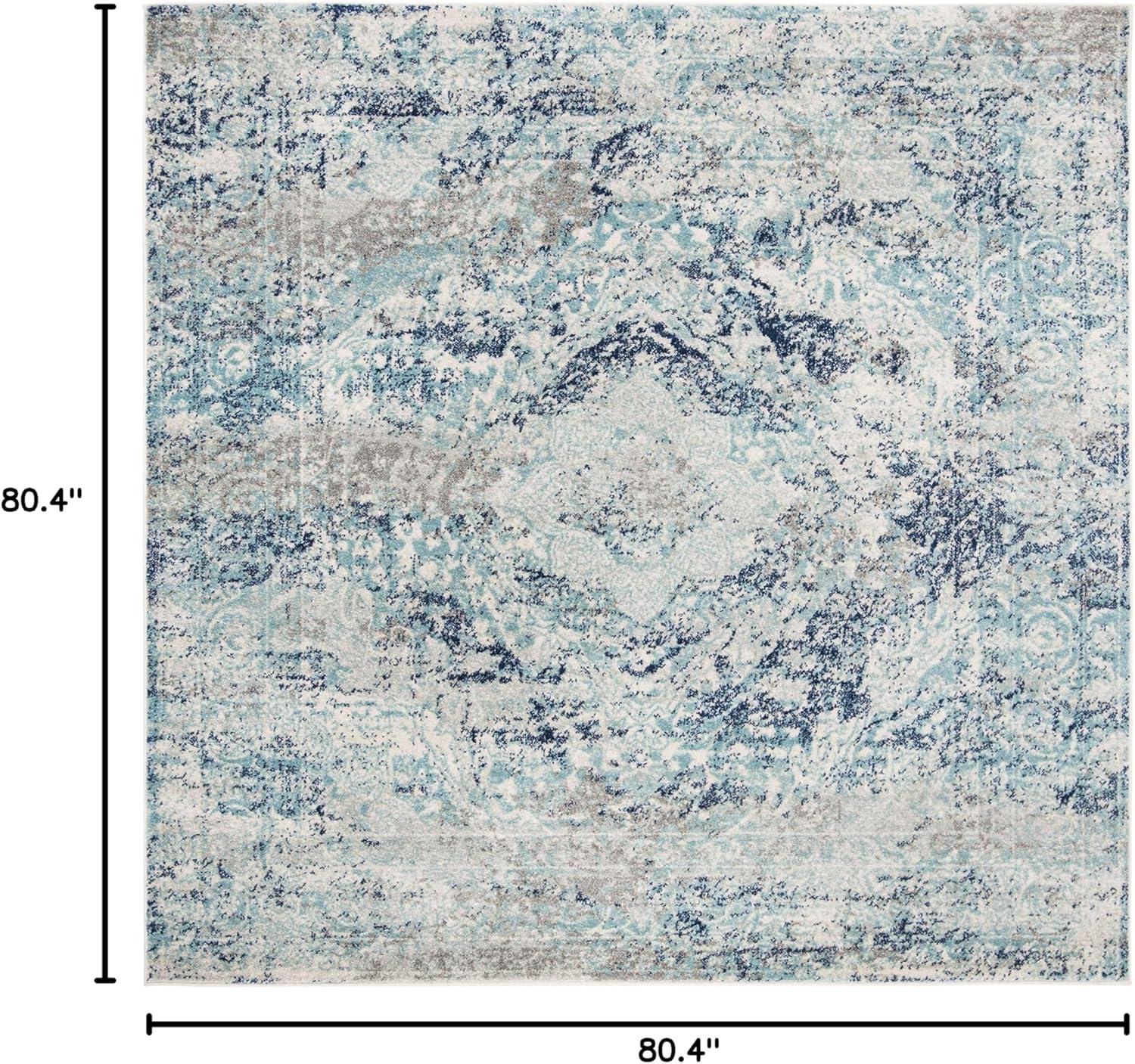 image:imageSAFAVIEH Madison Collection Area Rug 53 x 76 Ivory amp Blue Boho Chic Medallion Design NonShedding amp Easy Care Ideal for High Traffic Areas in Living Room Bedroom MAD152MIvoryBlue