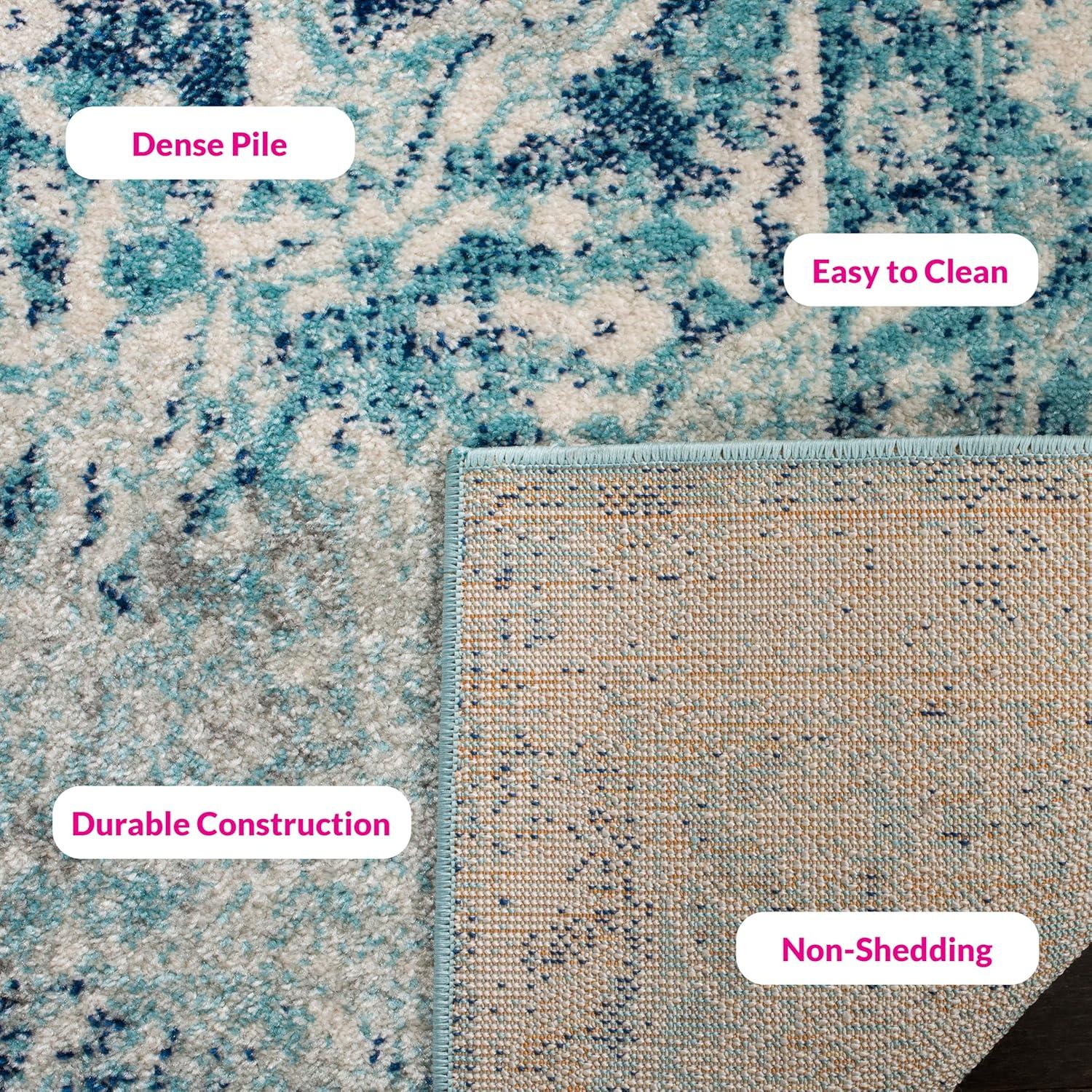 image:imageSAFAVIEH Madison Collection Area Rug 53 x 76 Ivory amp Blue Boho Chic Medallion Design NonShedding amp Easy Care Ideal for High Traffic Areas in Living Room Bedroom MAD152MIvoryBlue