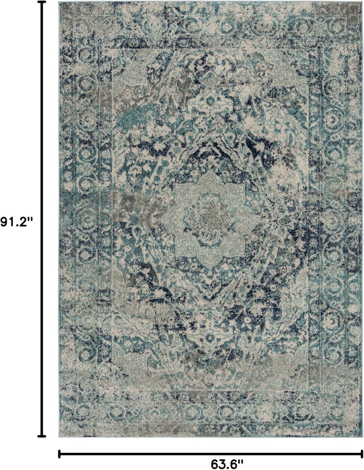 image:imageSAFAVIEH Madison Collection Area Rug 53 x 76 Ivory amp Blue Boho Chic Medallion Design NonShedding amp Easy Care Ideal for High Traffic Areas in Living Room Bedroom MAD152MIvoryBlue