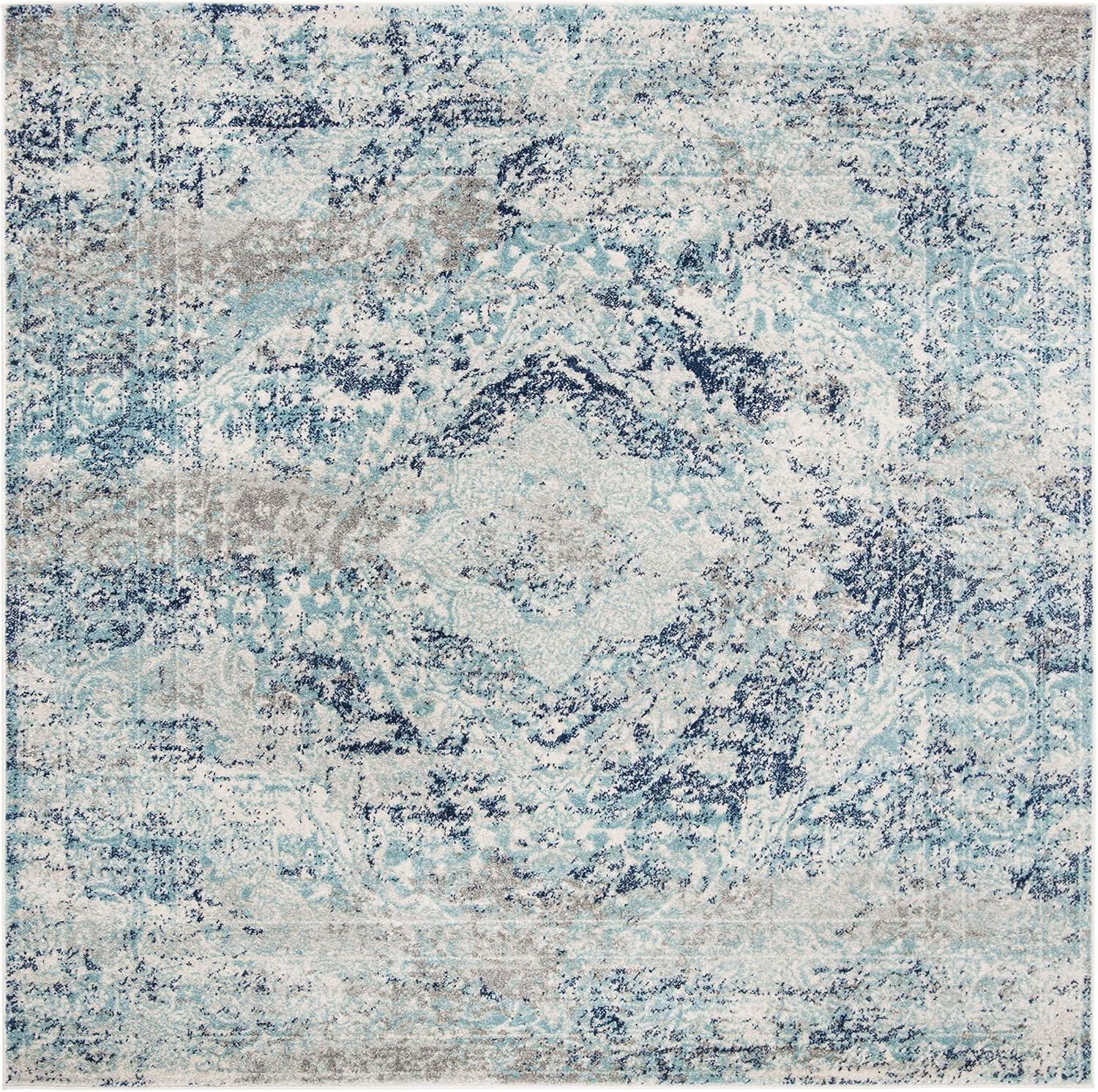 image:imageSAFAVIEH Madison Collection Area Rug 53 x 76 Ivory amp Blue Boho Chic Medallion Design NonShedding amp Easy Care Ideal for High Traffic Areas in Living Room Bedroom MAD152MIvoryBlue