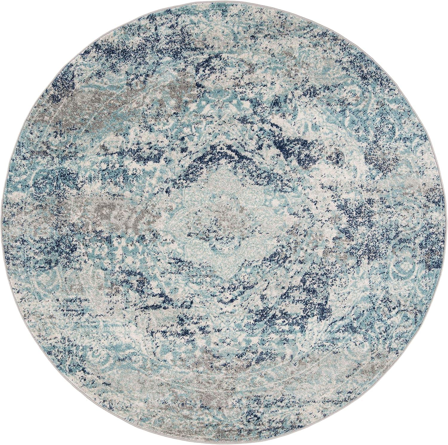 image:imageSAFAVIEH Madison Collection Area Rug 53 x 76 Ivory amp Blue Boho Chic Medallion Design NonShedding amp Easy Care Ideal for High Traffic Areas in Living Room Bedroom MAD152MIvoryBlue