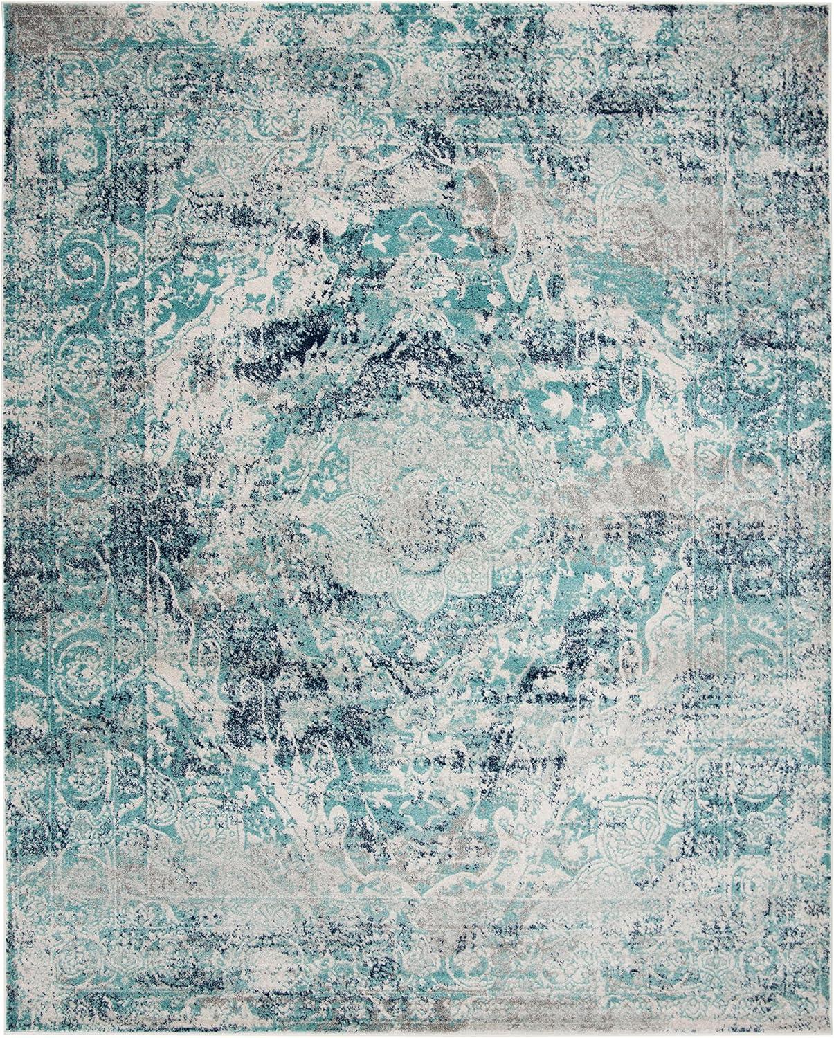 image:imageSAFAVIEH Madison Collection Area Rug 53 x 76 Ivory amp Blue Boho Chic Medallion Design NonShedding amp Easy Care Ideal for High Traffic Areas in Living Room Bedroom MAD152MIvoryBlue