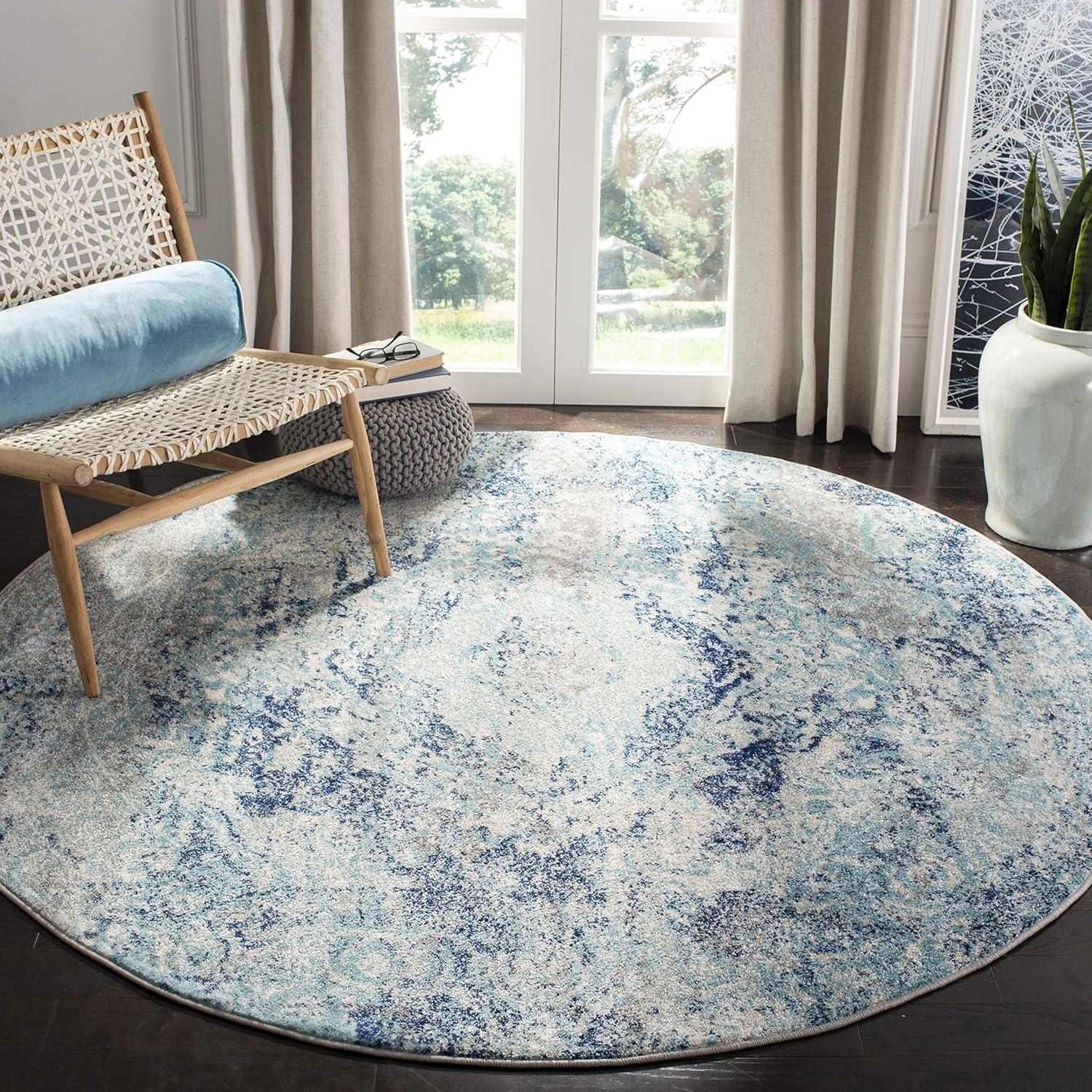 image:imageSAFAVIEH Madison Collection Area Rug 53 x 76 Ivory amp Blue Boho Chic Medallion Design NonShedding amp Easy Care Ideal for High Traffic Areas in Living Room Bedroom MAD152MIvoryBlue