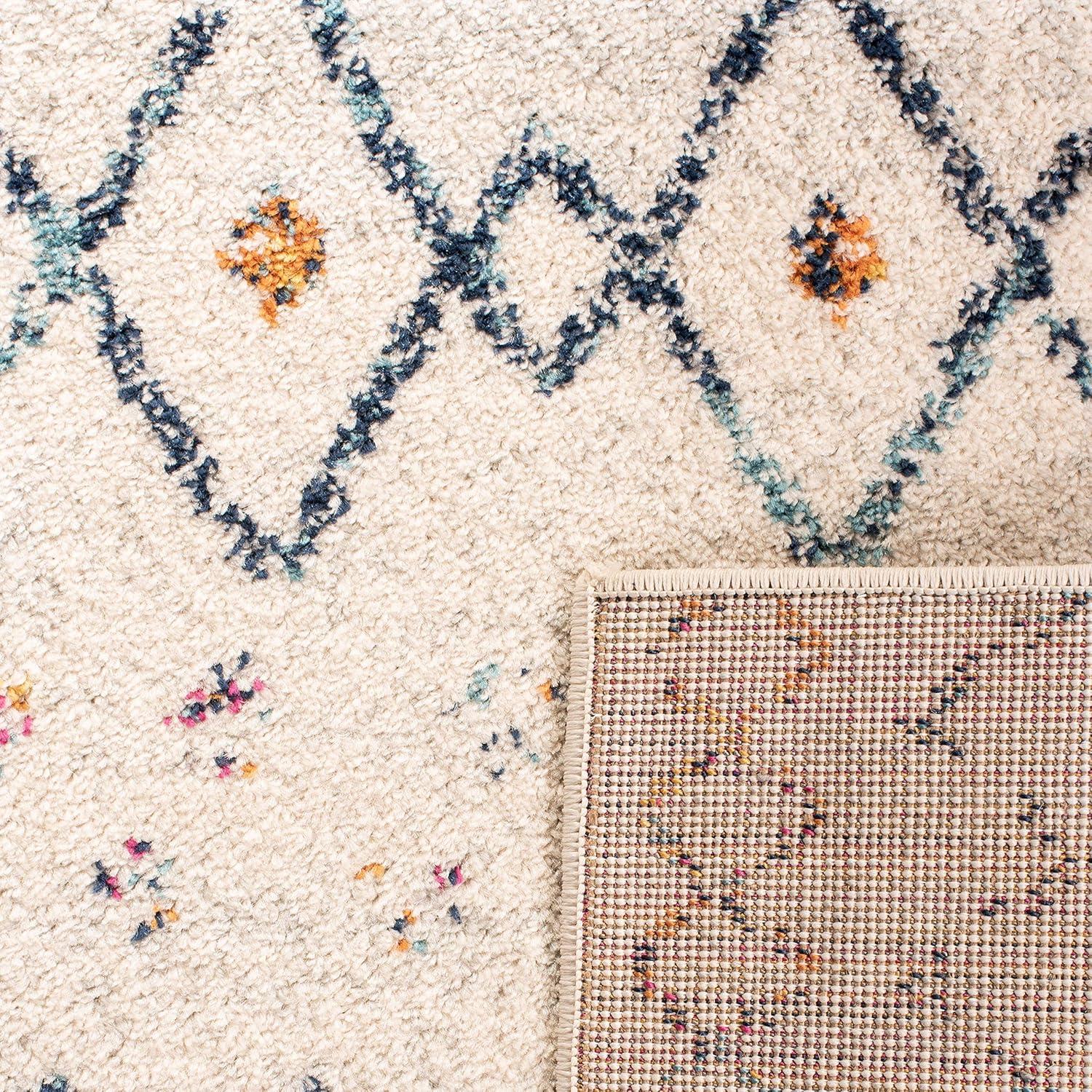 image:imageSAFAVIEH Madison Collection Area Rug 53 x 76 Ivory amp Dark Blue Moroccan Boho Distressed Design NonShedding amp Easy Care Ideal for High Traffic Areas in Living Room Bedroom MAD798B
