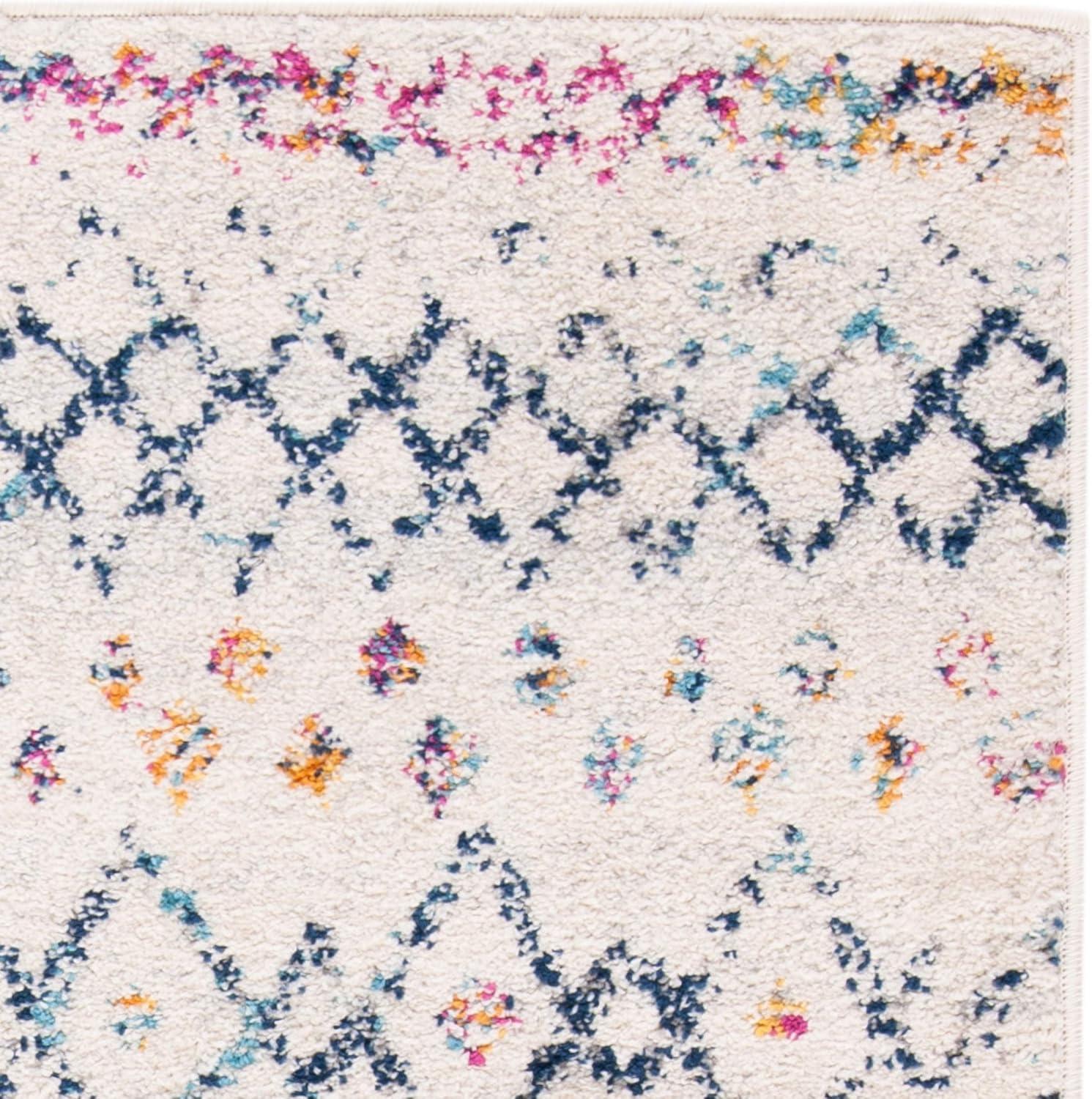 image:imageSAFAVIEH Madison Collection Area Rug 53 x 76 Ivory amp Dark Blue Moroccan Boho Distressed Design NonShedding amp Easy Care Ideal for High Traffic Areas in Living Room Bedroom MAD798B