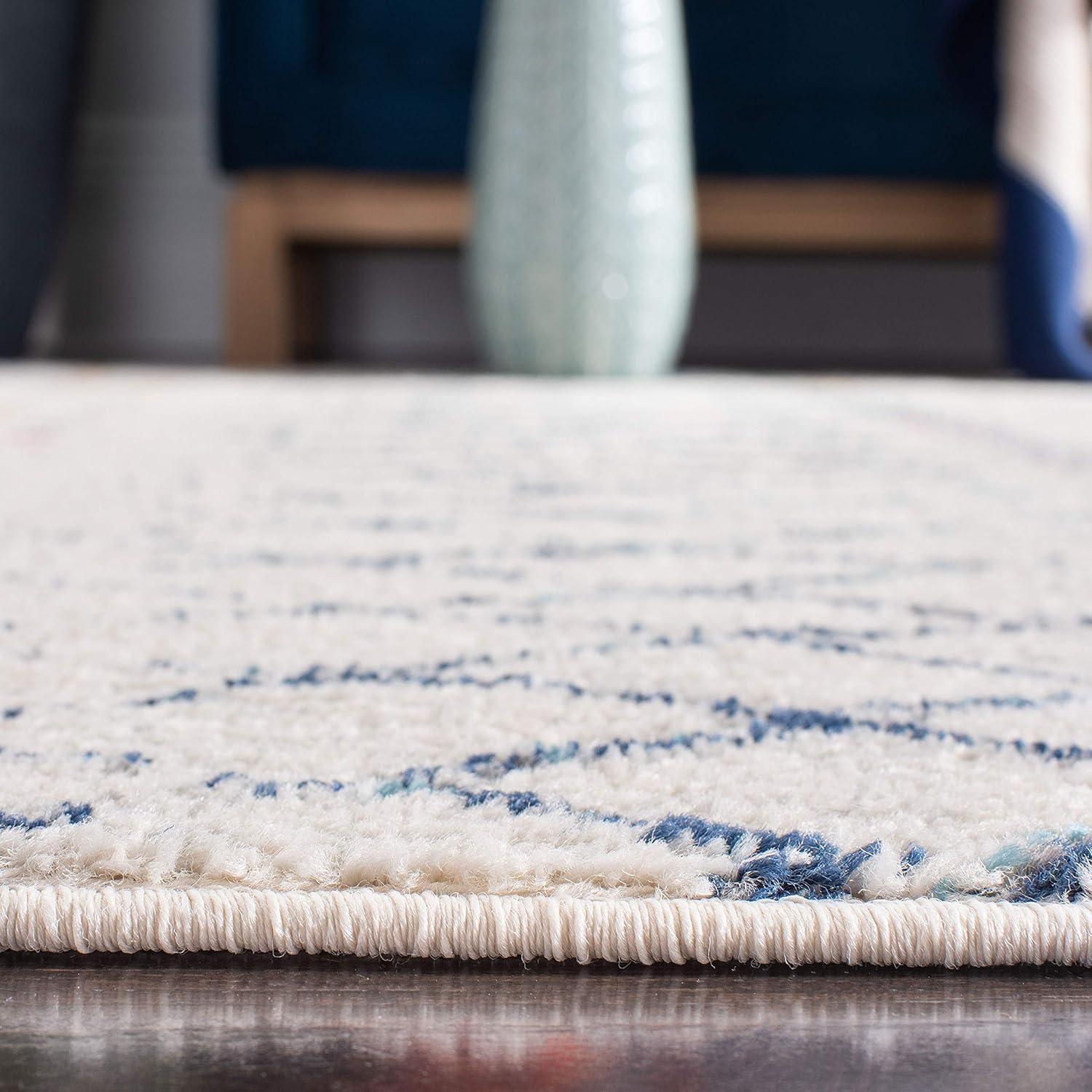 image:imageSAFAVIEH Madison Collection Area Rug 53 x 76 Ivory amp Dark Blue Moroccan Boho Distressed Design NonShedding amp Easy Care Ideal for High Traffic Areas in Living Room Bedroom MAD798B