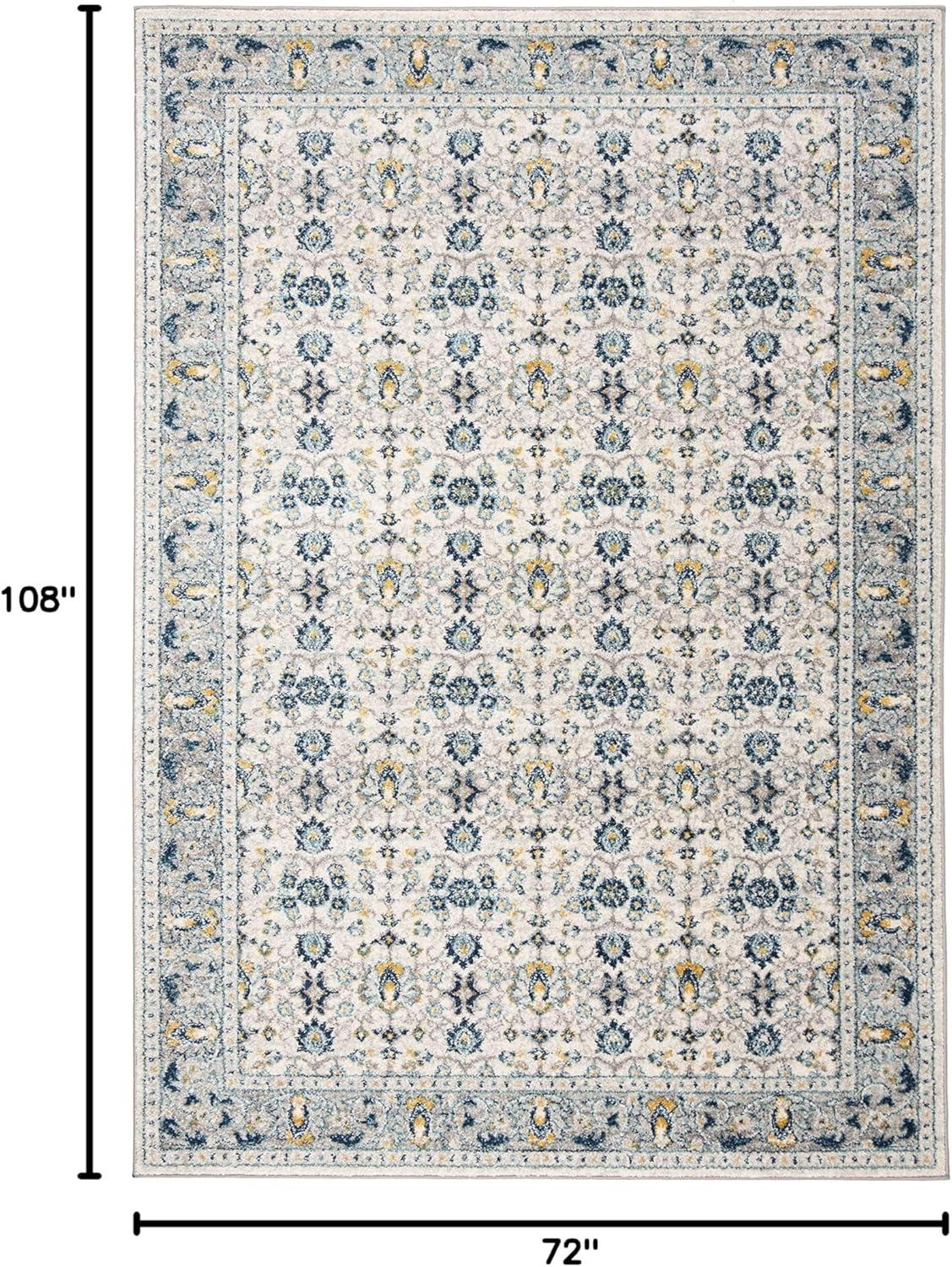image:imageSAFAVIEH Madison Collection Area Rug 53 x 76 Ivory amp Navy Oriental Distressed Design NonShedding amp Easy Care Ideal for High Traffic Areas in Living Room Bedroom MAD151NIvoryNavy