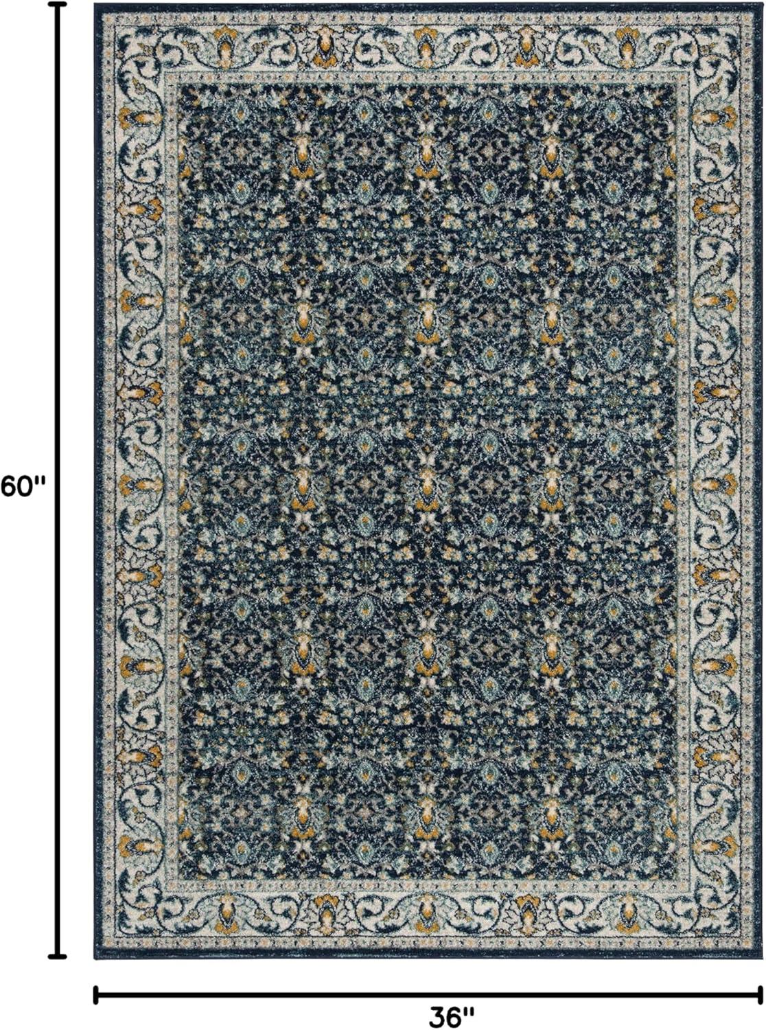 image:imageSAFAVIEH Madison Collection Area Rug 53 x 76 Ivory amp Navy Oriental Distressed Design NonShedding amp Easy Care Ideal for High Traffic Areas in Living Room Bedroom MAD151NNavyCreme