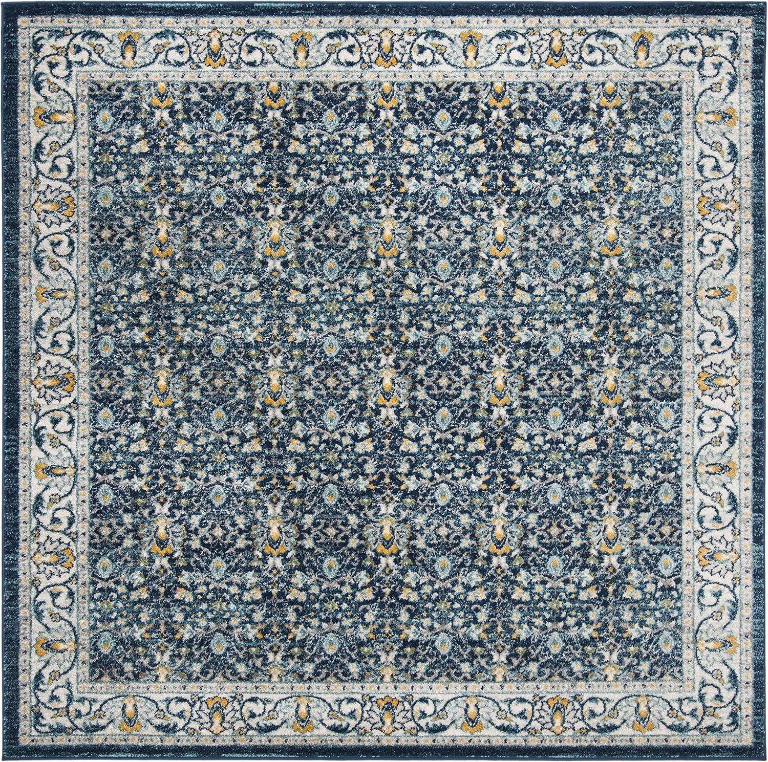 image:imageSAFAVIEH Madison Collection Area Rug 53 x 76 Ivory amp Navy Oriental Distressed Design NonShedding amp Easy Care Ideal for High Traffic Areas in Living Room Bedroom MAD151NNavyCreme
