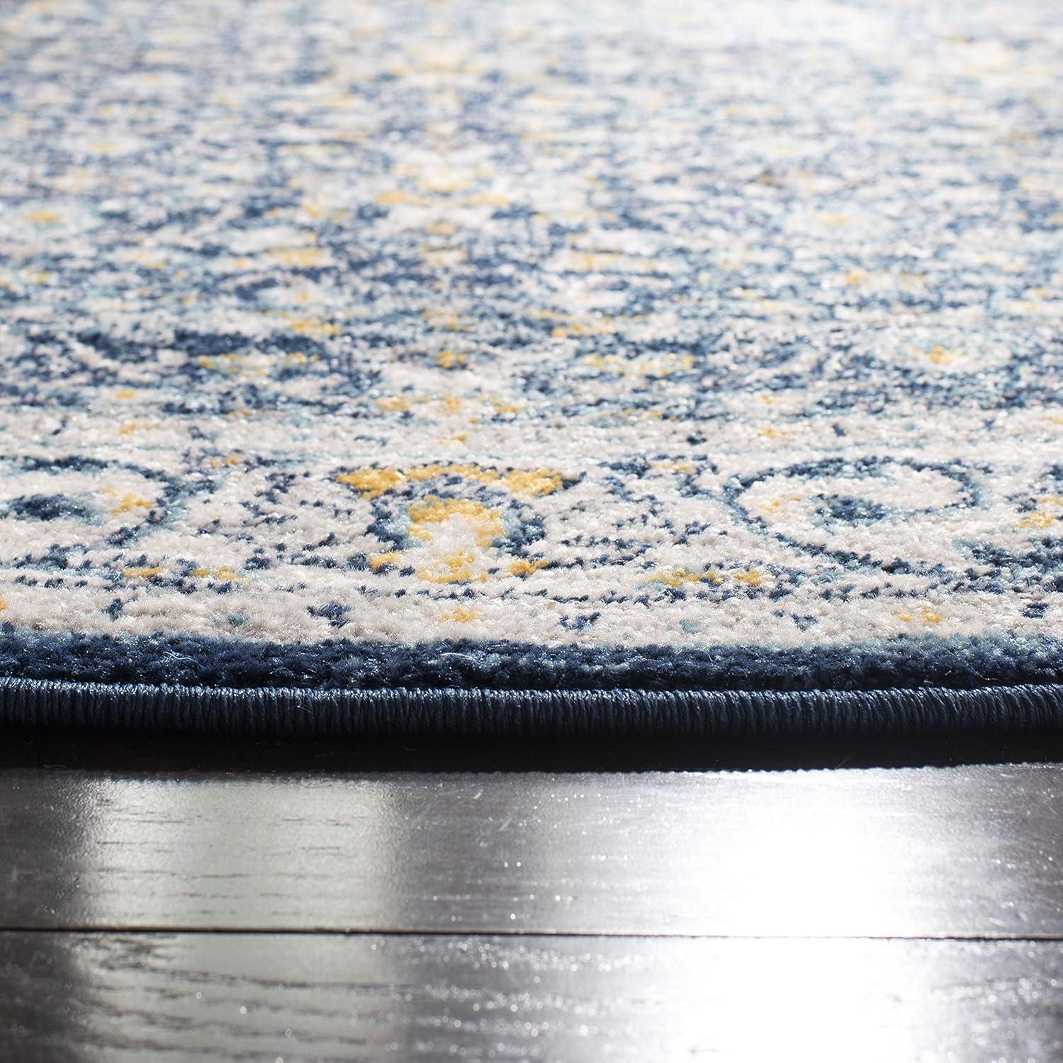 image:imageSAFAVIEH Madison Collection Area Rug 53 x 76 Ivory amp Navy Oriental Distressed Design NonShedding amp Easy Care Ideal for High Traffic Areas in Living Room Bedroom MAD151NNavyCreme