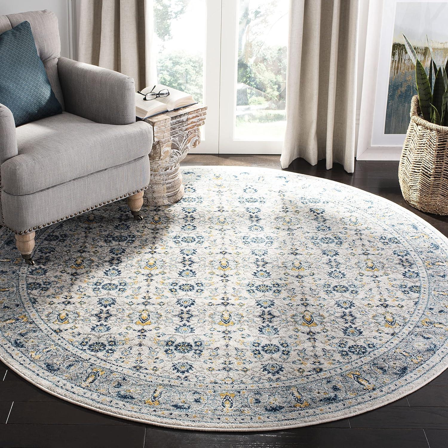 image:imageSAFAVIEH Madison Collection Area Rug 53 x 76 Ivory amp Navy Oriental Distressed Design NonShedding amp Easy Care Ideal for High Traffic Areas in Living Room Bedroom MAD151NIvoryNavy