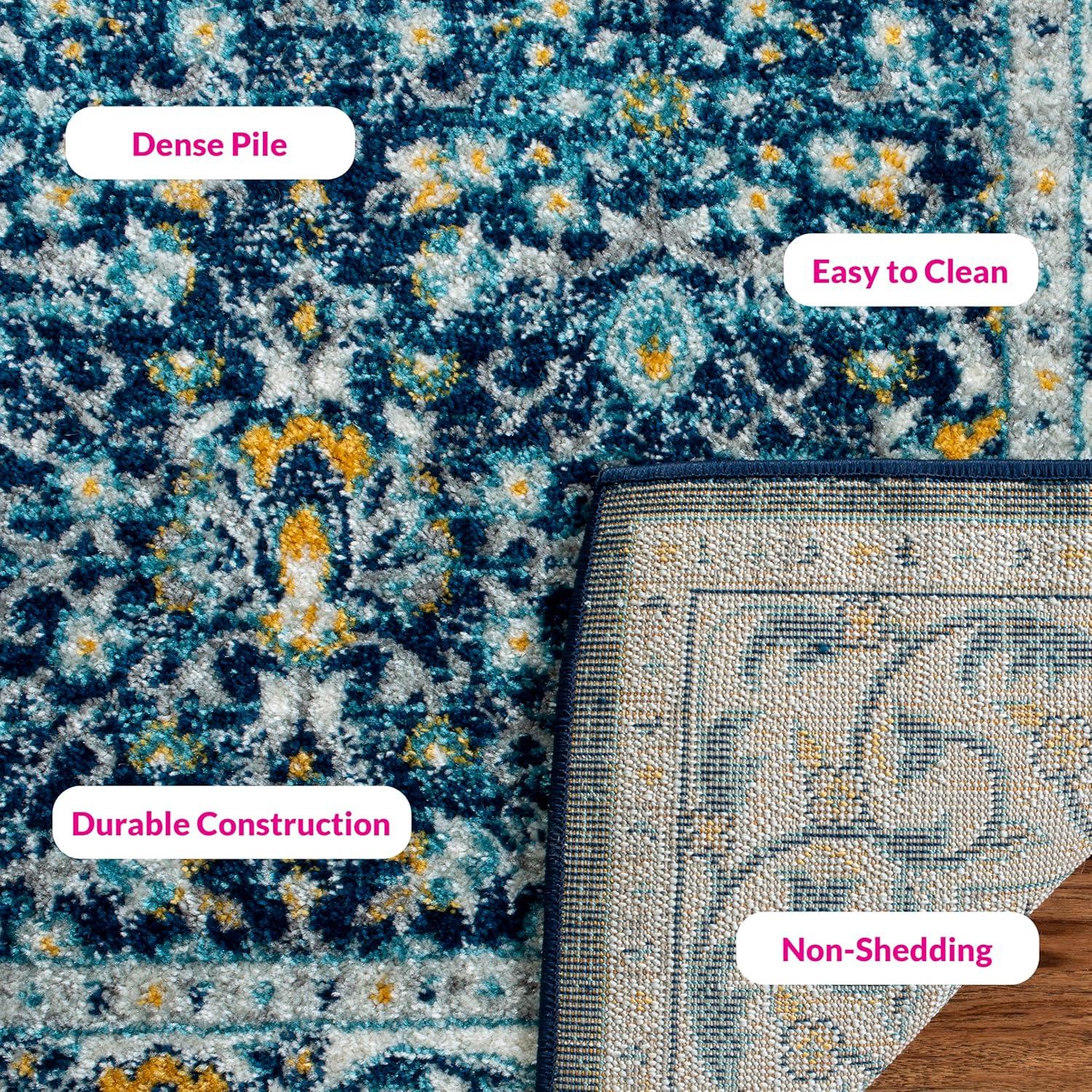 image:imageSAFAVIEH Madison Collection Area Rug 53 x 76 Ivory amp Navy Oriental Distressed Design NonShedding amp Easy Care Ideal for High Traffic Areas in Living Room Bedroom MAD151NNavyCreme