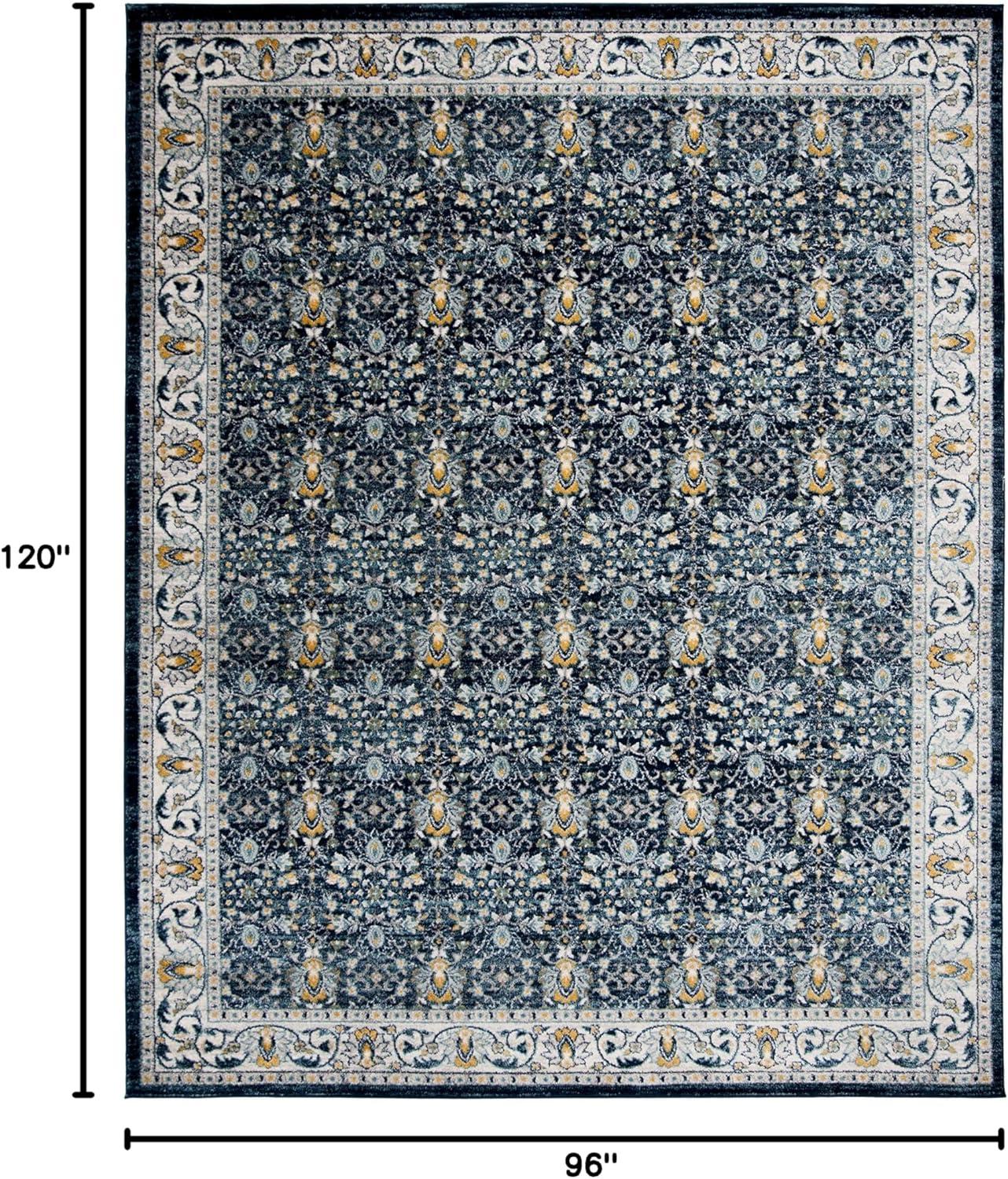 image:imageSAFAVIEH Madison Collection Area Rug 53 x 76 Ivory amp Navy Oriental Distressed Design NonShedding amp Easy Care Ideal for High Traffic Areas in Living Room Bedroom MAD151NNavyCreme