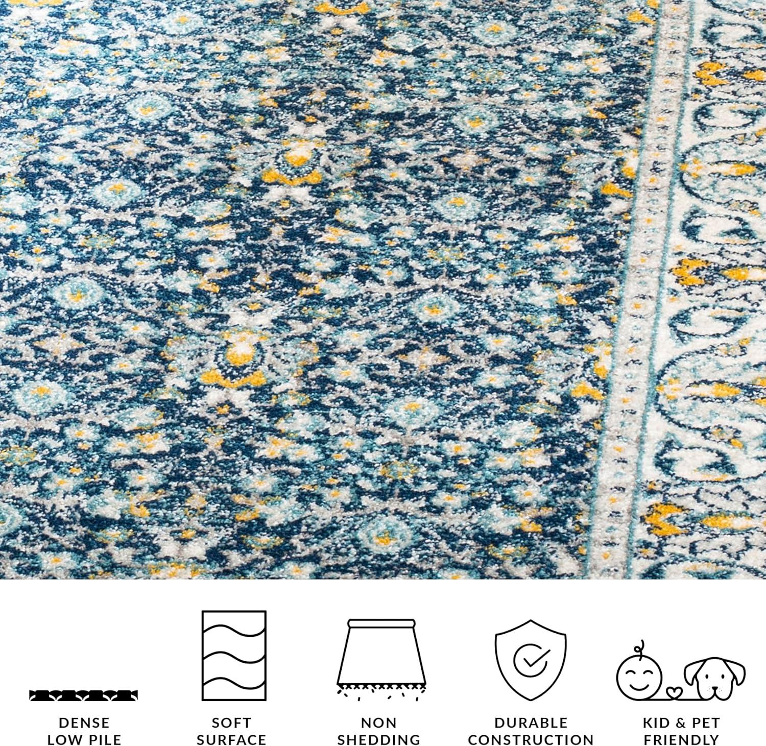 image:imageSAFAVIEH Madison Collection Area Rug 53 x 76 Ivory amp Navy Oriental Distressed Design NonShedding amp Easy Care Ideal for High Traffic Areas in Living Room Bedroom MAD151NNavyCreme