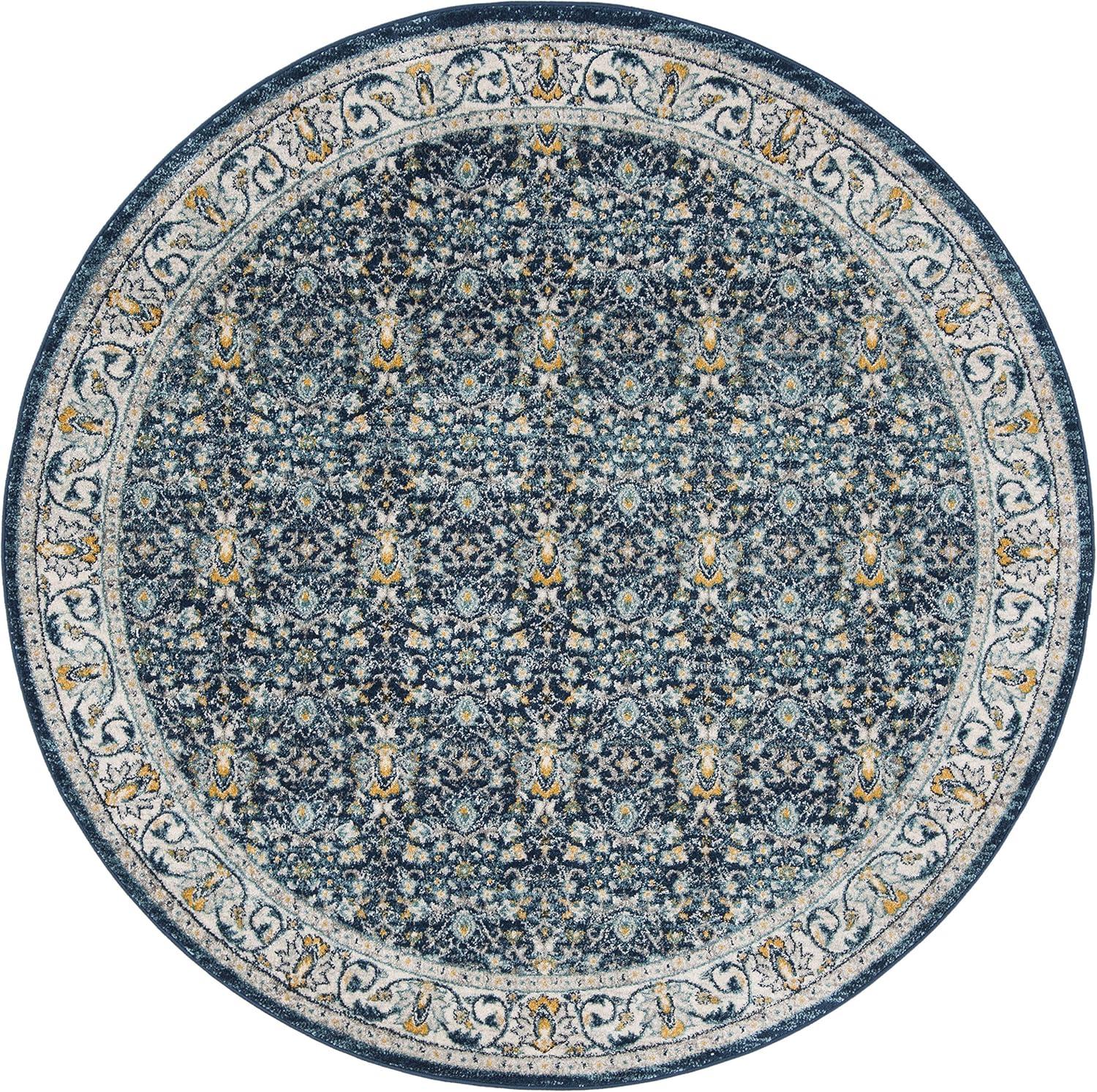 image:imageSAFAVIEH Madison Collection Area Rug 53 x 76 Ivory amp Navy Oriental Distressed Design NonShedding amp Easy Care Ideal for High Traffic Areas in Living Room Bedroom MAD151NNavyCreme