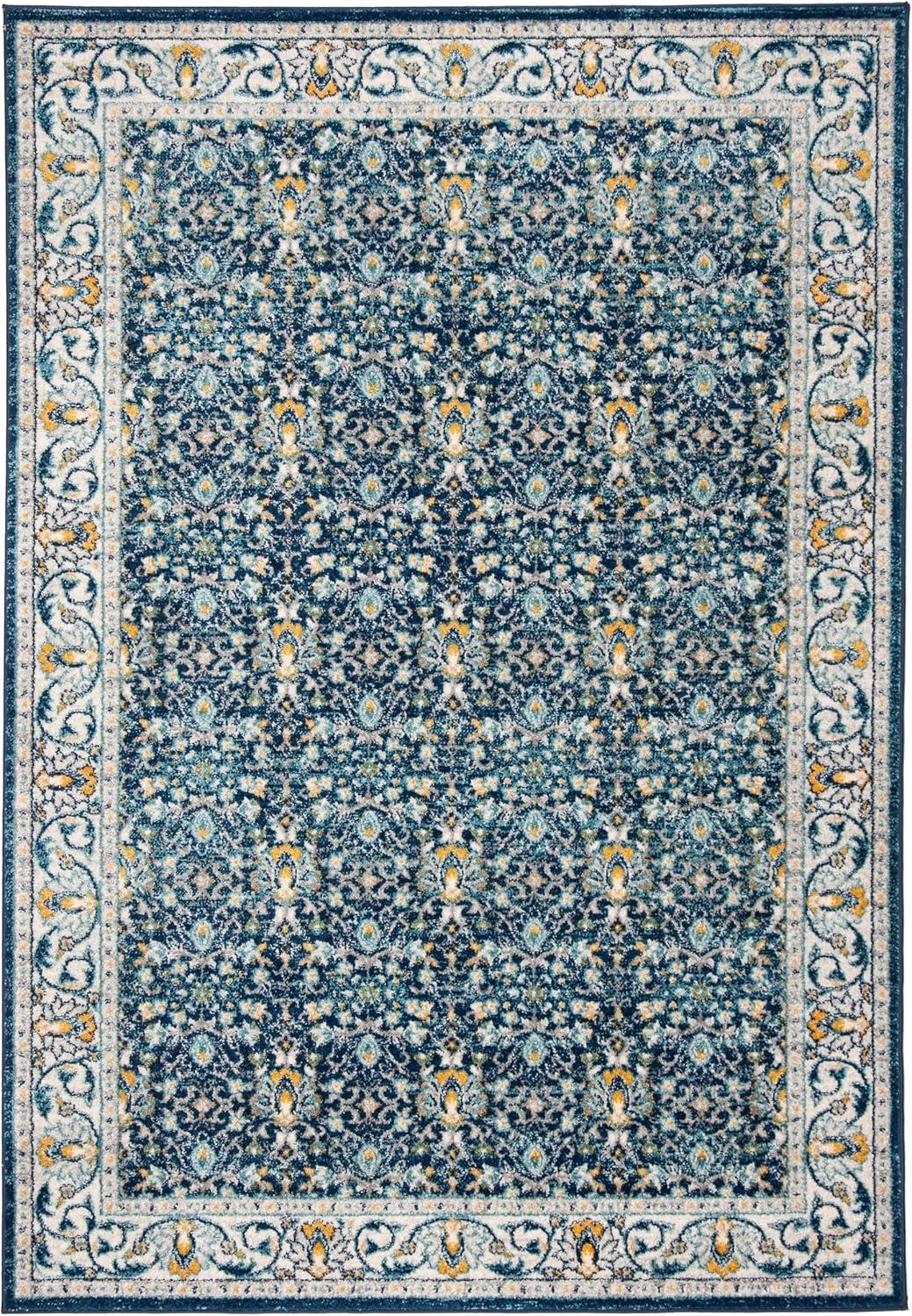 image:imageSAFAVIEH Madison Collection Area Rug 53 x 76 Ivory amp Navy Oriental Distressed Design NonShedding amp Easy Care Ideal for High Traffic Areas in Living Room Bedroom MAD151NNavyCreme