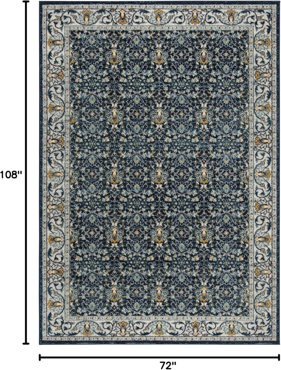 image:imageSAFAVIEH Madison Collection Area Rug 53 x 76 Ivory amp Navy Oriental Distressed Design NonShedding amp Easy Care Ideal for High Traffic Areas in Living Room Bedroom MAD151NNavyCreme