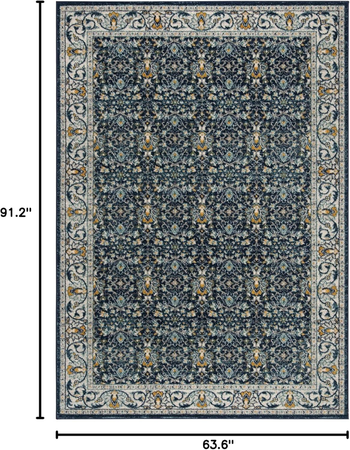 image:imageSAFAVIEH Madison Collection Area Rug 53 x 76 Ivory amp Navy Oriental Distressed Design NonShedding amp Easy Care Ideal for High Traffic Areas in Living Room Bedroom MAD151NNavyCreme