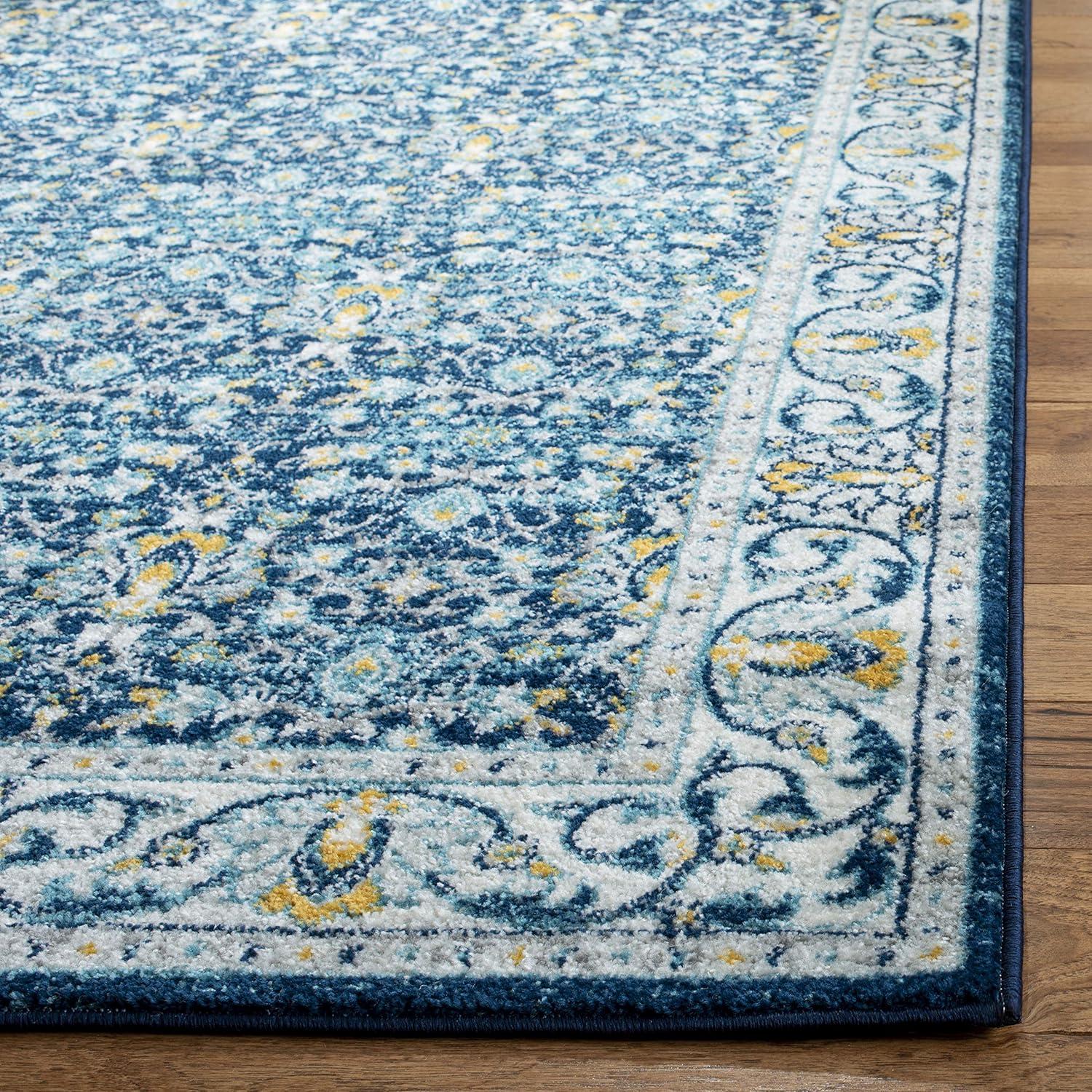 image:imageSAFAVIEH Madison Collection Area Rug 53 x 76 Ivory amp Navy Oriental Distressed Design NonShedding amp Easy Care Ideal for High Traffic Areas in Living Room Bedroom MAD151NNavyCreme