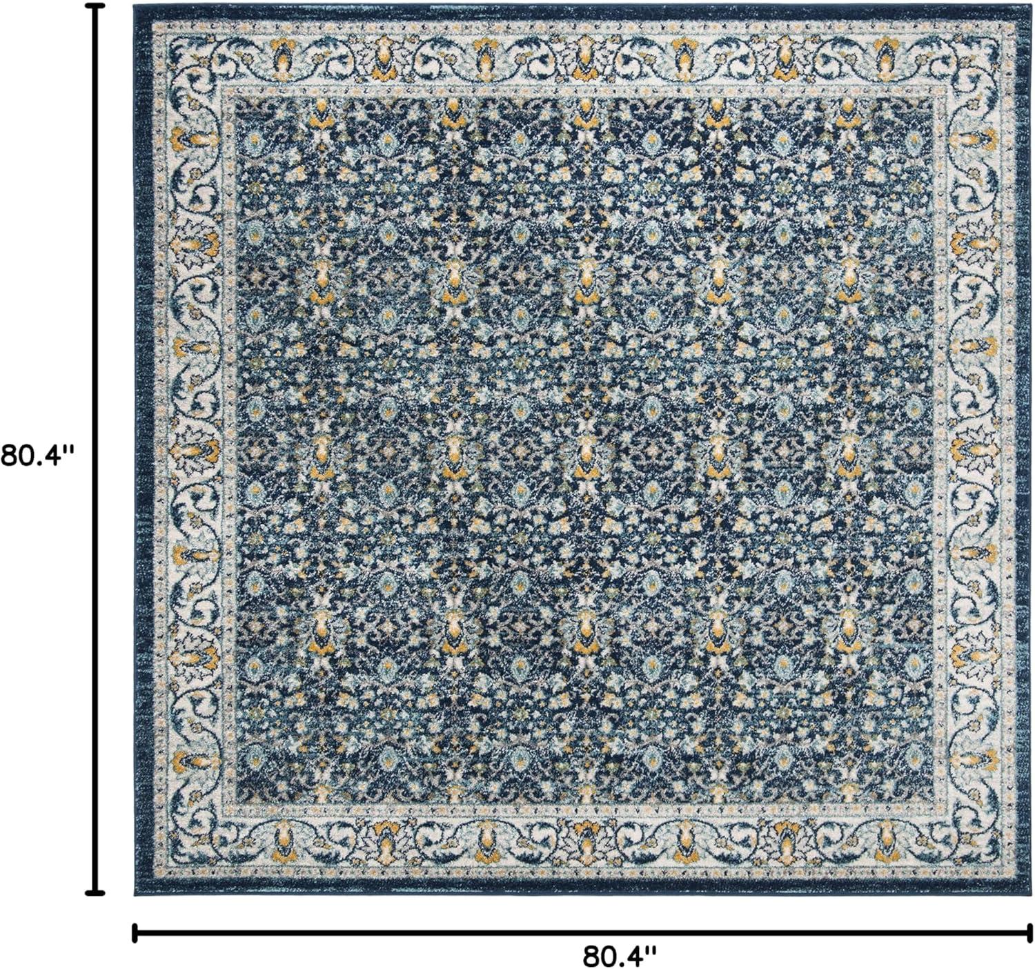 image:imageSAFAVIEH Madison Collection Area Rug 53 x 76 Ivory amp Navy Oriental Distressed Design NonShedding amp Easy Care Ideal for High Traffic Areas in Living Room Bedroom MAD151NNavyCreme