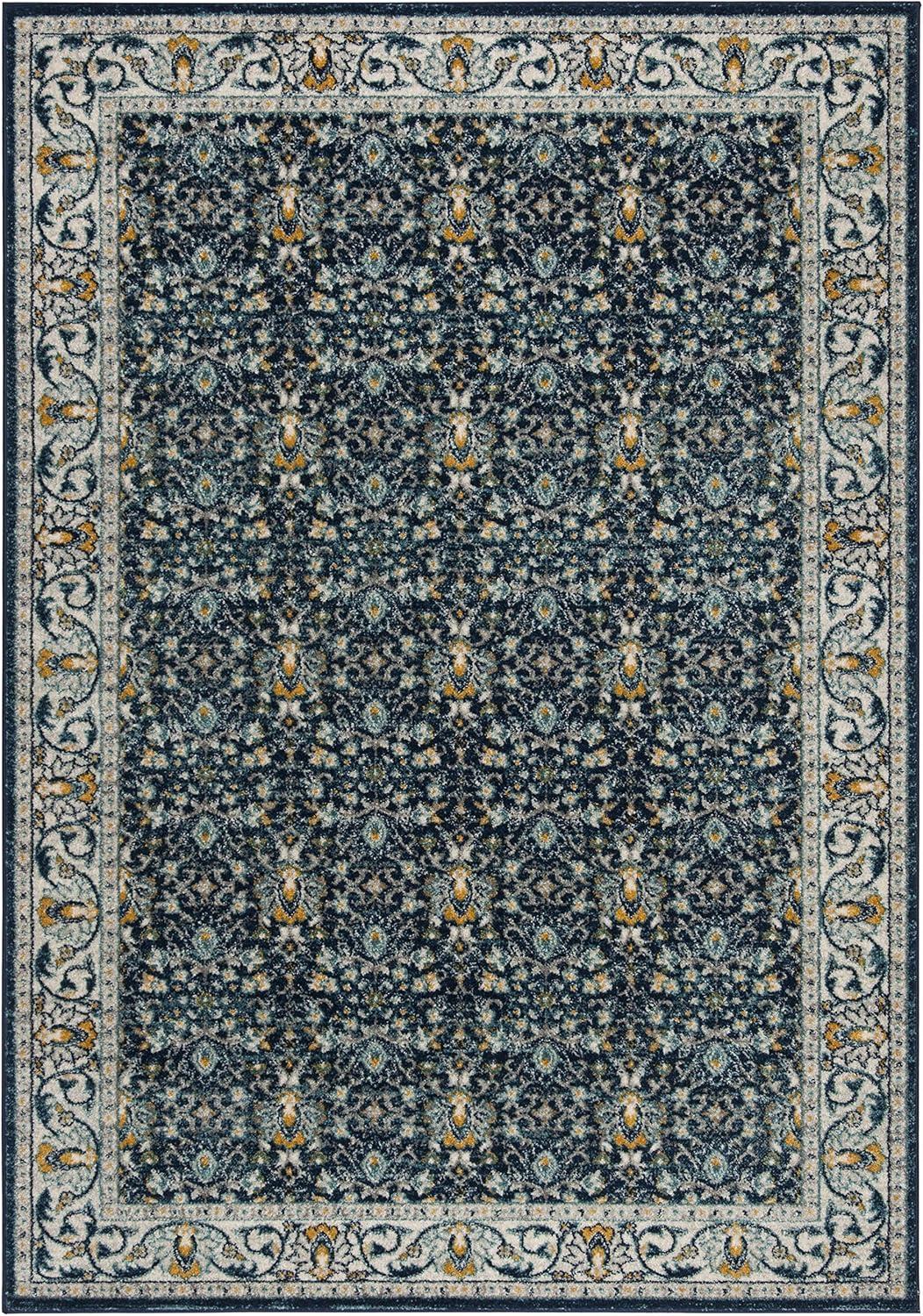 image:imageSAFAVIEH Madison Collection Area Rug 53 x 76 Ivory amp Navy Oriental Distressed Design NonShedding amp Easy Care Ideal for High Traffic Areas in Living Room Bedroom MAD151NNavyCreme