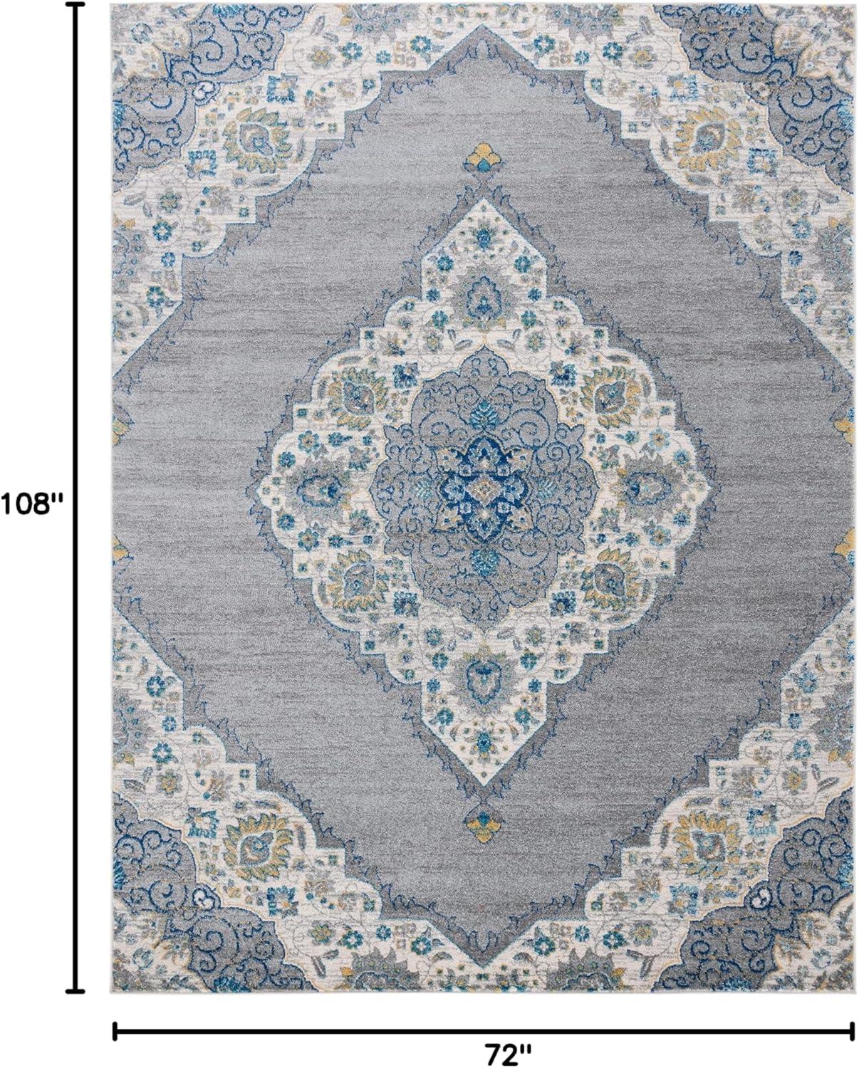 image:imageSAFAVIEH Madison Collection Area Rug 53 x 76 Light Grey amp Blue Boho Chic Medallion Design NonShedding amp Easy Care Ideal for High Traffic Areas in Living Room Bedroom MAD153FLight Grey Blue