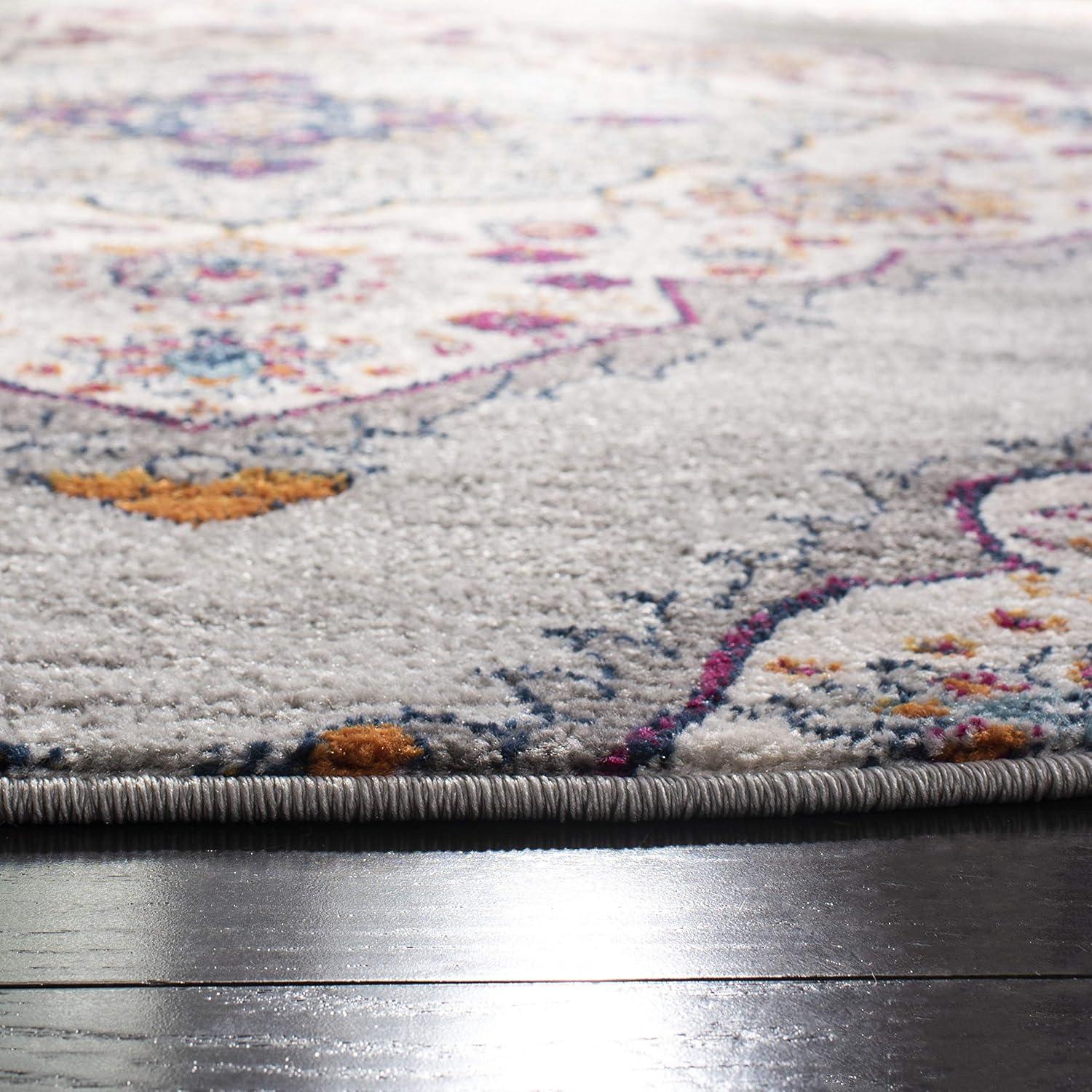 image:imageSAFAVIEH Madison Collection Area Rug 53 x 76 Light Grey amp Blue Boho Chic Medallion Design NonShedding amp Easy Care Ideal for High Traffic Areas in Living Room Bedroom MAD153FLight GreyFuchsia