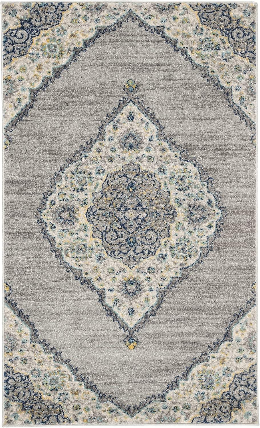 image:imageSAFAVIEH Madison Collection Area Rug 53 x 76 Light Grey amp Blue Boho Chic Medallion Design NonShedding amp Easy Care Ideal for High Traffic Areas in Living Room Bedroom MAD153FLight Grey Blue