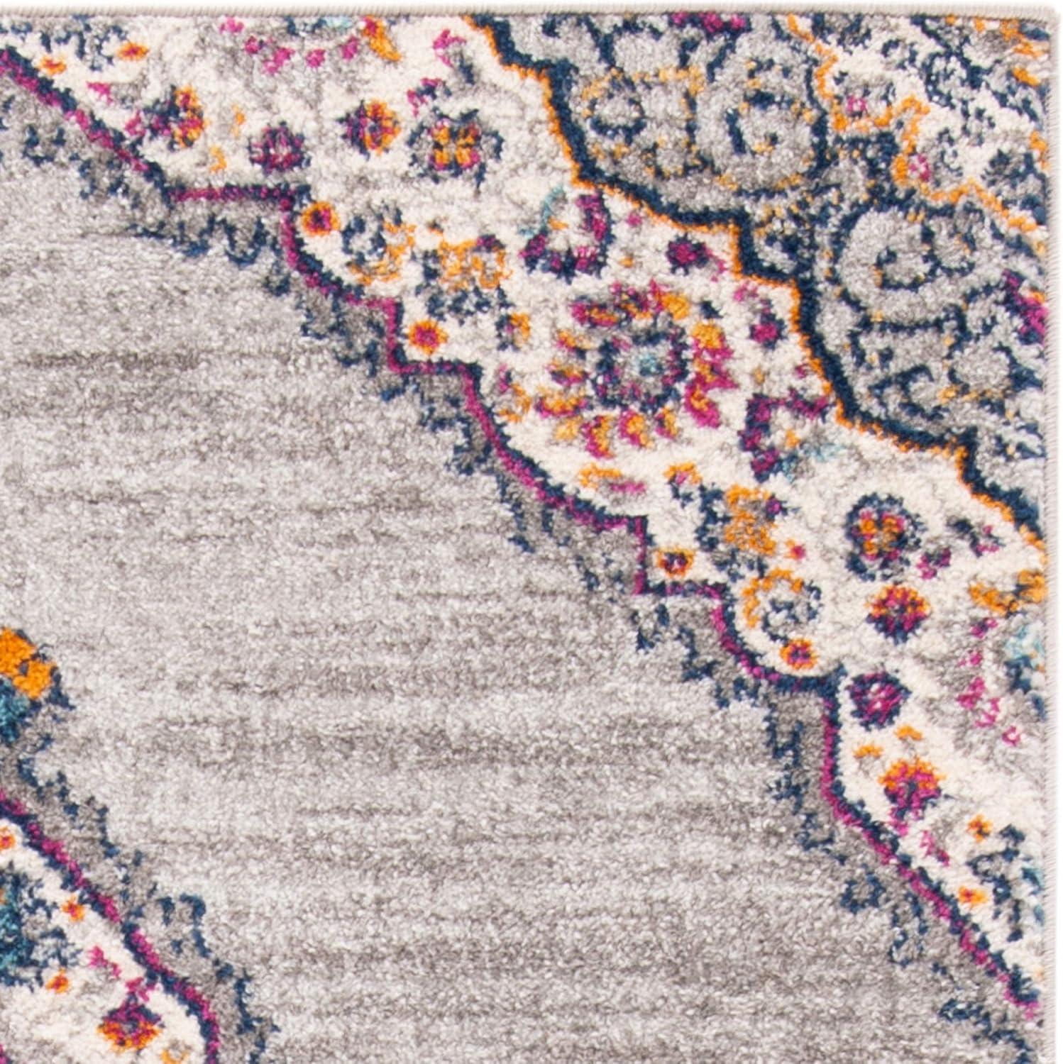 image:imageSAFAVIEH Madison Collection Area Rug 53 x 76 Light Grey amp Blue Boho Chic Medallion Design NonShedding amp Easy Care Ideal for High Traffic Areas in Living Room Bedroom MAD153FLight GreyFuchsia