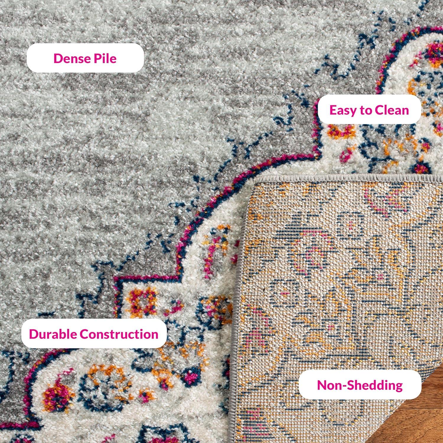 image:imageSAFAVIEH Madison Collection Area Rug 53 x 76 Light Grey amp Blue Boho Chic Medallion Design NonShedding amp Easy Care Ideal for High Traffic Areas in Living Room Bedroom MAD153FLight GreyFuchsia