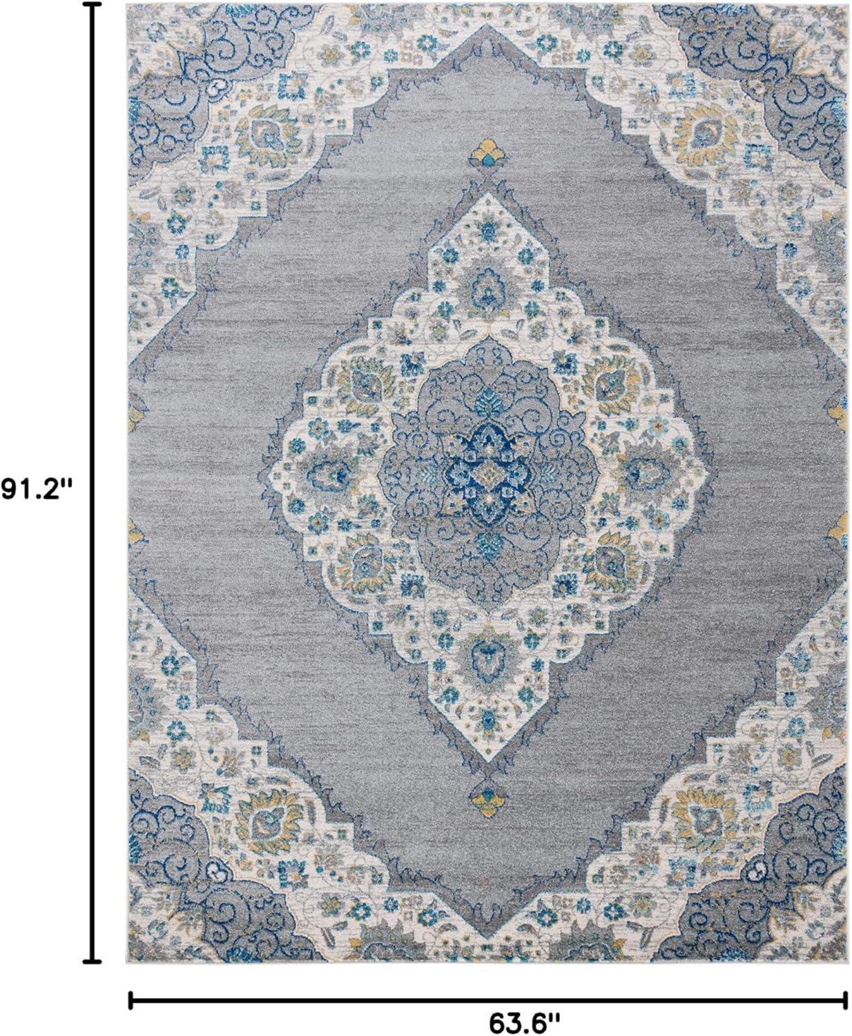 image:imageSAFAVIEH Madison Collection Area Rug 53 x 76 Light Grey amp Blue Boho Chic Medallion Design NonShedding amp Easy Care Ideal for High Traffic Areas in Living Room Bedroom MAD153FLight Grey Blue