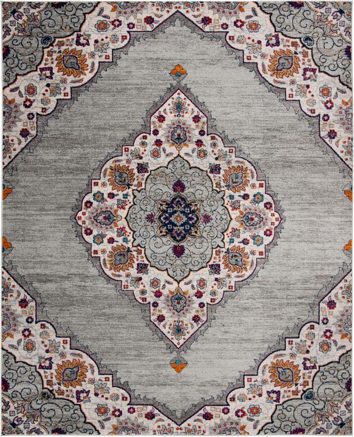 image:imageSAFAVIEH Madison Collection Area Rug 53 x 76 Light Grey amp Blue Boho Chic Medallion Design NonShedding amp Easy Care Ideal for High Traffic Areas in Living Room Bedroom MAD153FLight GreyFuchsia
