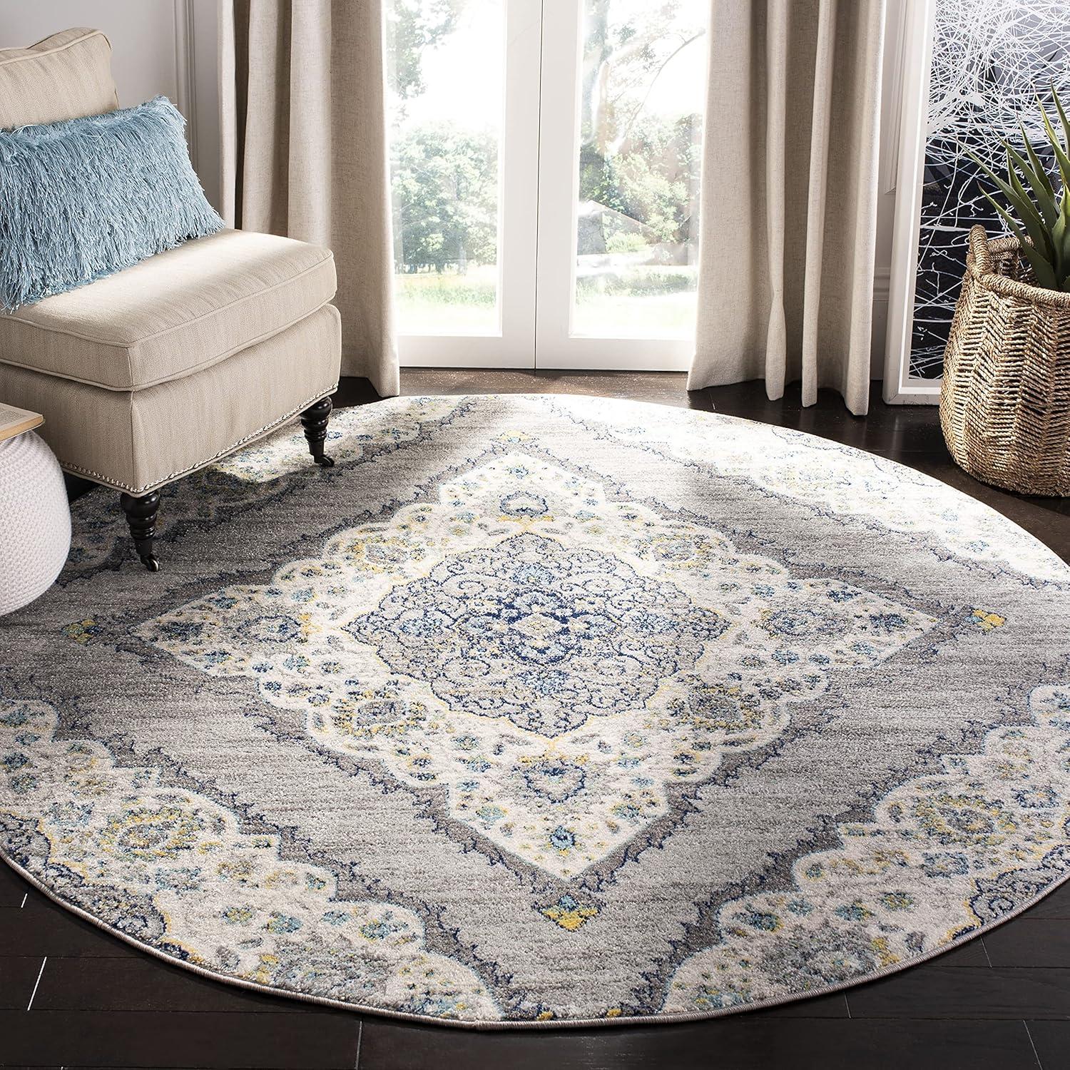image:imageSAFAVIEH Madison Collection Area Rug 53 x 76 Light Grey amp Blue Boho Chic Medallion Design NonShedding amp Easy Care Ideal for High Traffic Areas in Living Room Bedroom MAD153FLight Grey Blue