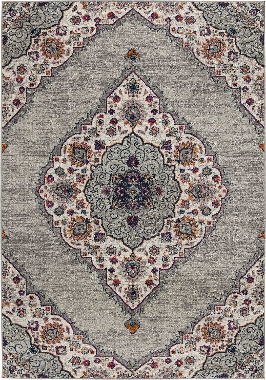 image:imageSAFAVIEH Madison Collection Area Rug 53 x 76 Light Grey amp Blue Boho Chic Medallion Design NonShedding amp Easy Care Ideal for High Traffic Areas in Living Room Bedroom MAD153FLight GreyFuchsia
