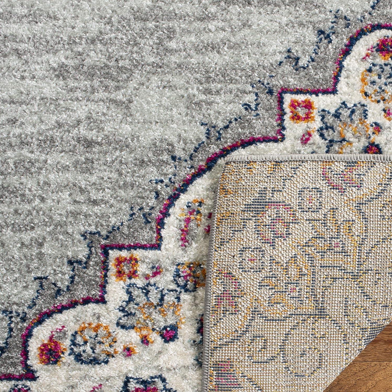 image:imageSAFAVIEH Madison Collection Area Rug 53 x 76 Light Grey amp Blue Boho Chic Medallion Design NonShedding amp Easy Care Ideal for High Traffic Areas in Living Room Bedroom MAD153FLight GreyFuchsia