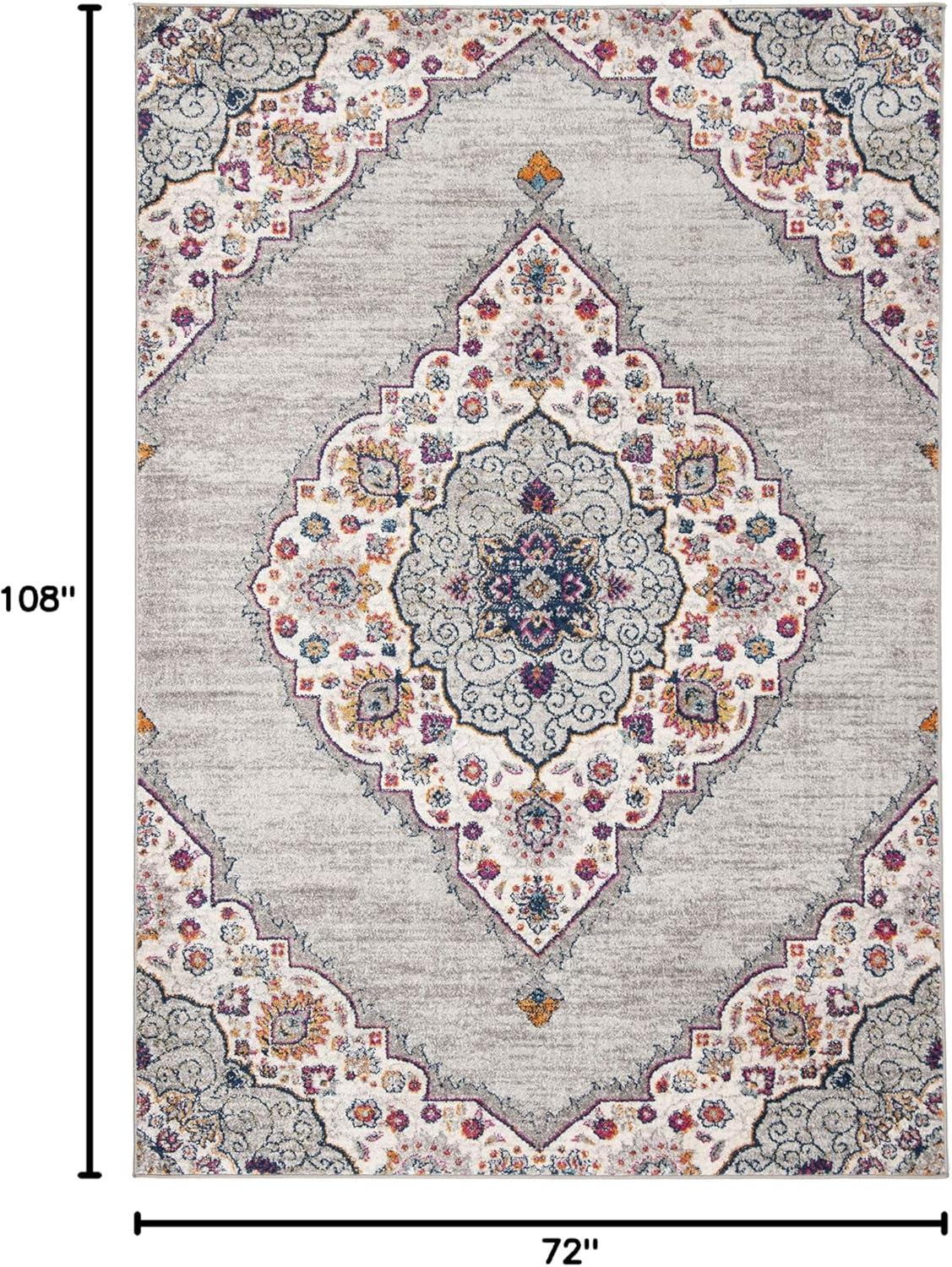 image:imageSAFAVIEH Madison Collection Area Rug 53 x 76 Light Grey amp Blue Boho Chic Medallion Design NonShedding amp Easy Care Ideal for High Traffic Areas in Living Room Bedroom MAD153FLight GreyFuchsia