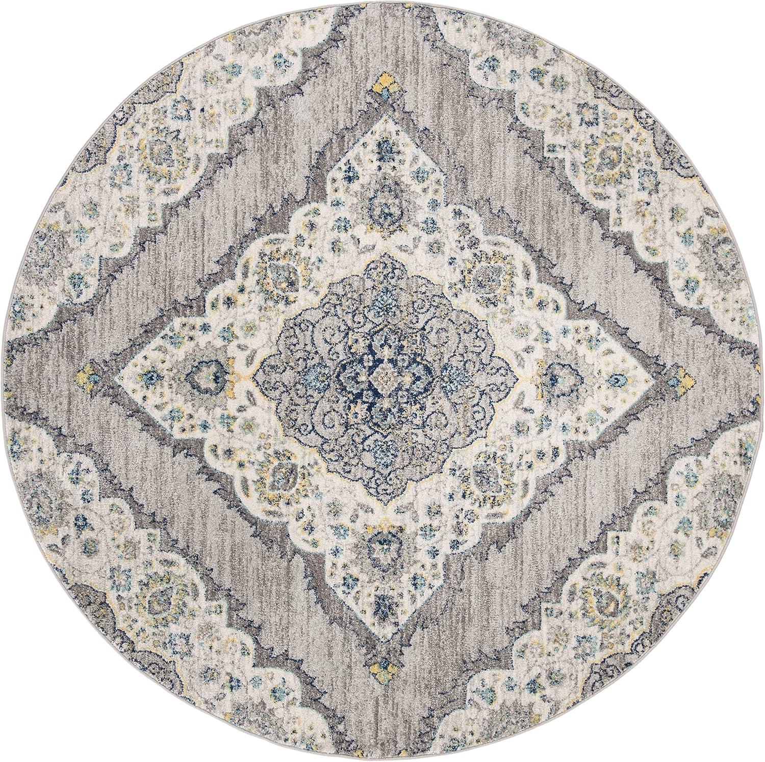 image:imageSAFAVIEH Madison Collection Area Rug 53 x 76 Light Grey amp Blue Boho Chic Medallion Design NonShedding amp Easy Care Ideal for High Traffic Areas in Living Room Bedroom MAD153FLight Grey Blue