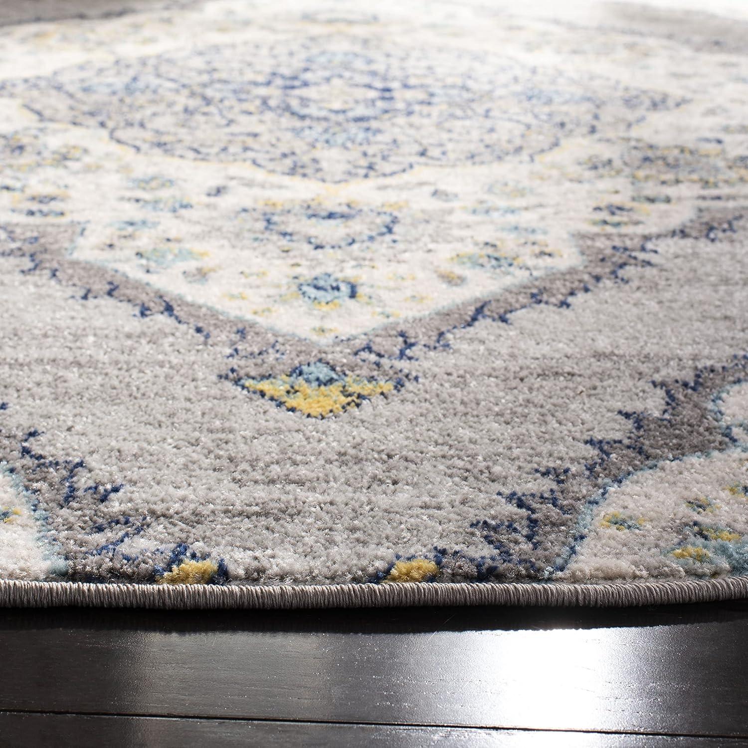 image:imageSAFAVIEH Madison Collection Area Rug 53 x 76 Light Grey amp Blue Boho Chic Medallion Design NonShedding amp Easy Care Ideal for High Traffic Areas in Living Room Bedroom MAD153FLight Grey Blue