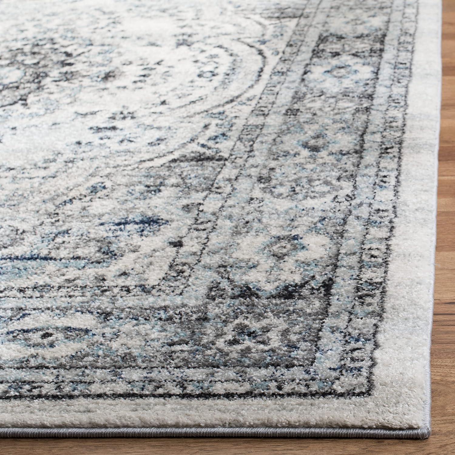 image:imageSAFAVIEH Madison Collection Area Rug 53 x 76 Light Grey amp Blue Oriental Boho Chic Distressed Design NonShedding amp Easy Care Ideal for High Traffic Areas in Living Room Bedroom MAD926FLight Grey Blue