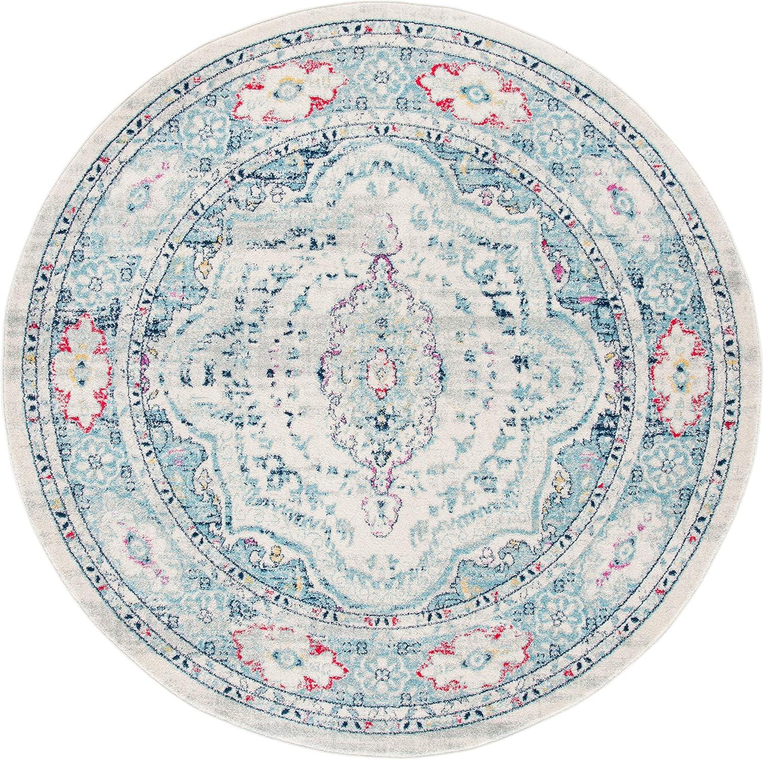 image:imageSAFAVIEH Madison Collection Area Rug 53 x 76 Light Grey amp Blue Oriental Boho Chic Distressed Design NonShedding amp Easy Care Ideal for High Traffic Areas in Living Room Bedroom MAD926FLight GreyFuchsia