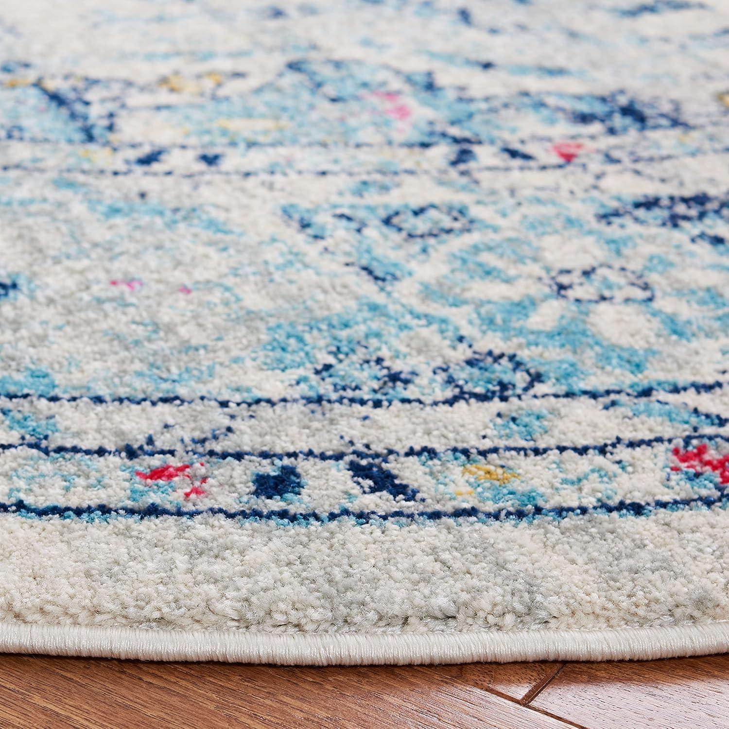 image:imageSAFAVIEH Madison Collection Area Rug 53 x 76 Light Grey amp Blue Oriental Boho Chic Distressed Design NonShedding amp Easy Care Ideal for High Traffic Areas in Living Room Bedroom MAD926FLight GreyFuchsia