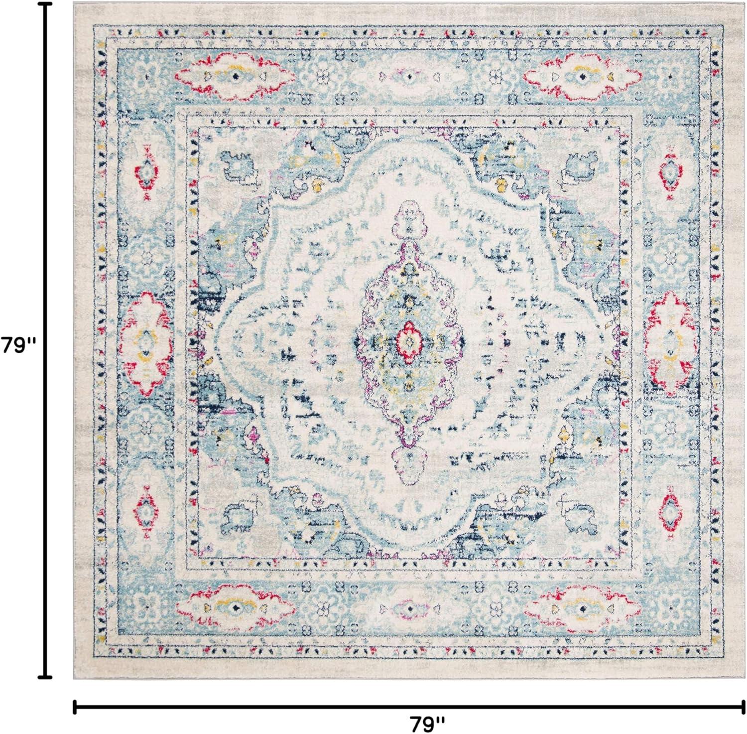image:imageSAFAVIEH Madison Collection Area Rug 53 x 76 Light Grey amp Blue Oriental Boho Chic Distressed Design NonShedding amp Easy Care Ideal for High Traffic Areas in Living Room Bedroom MAD926FLight GreyFuchsia