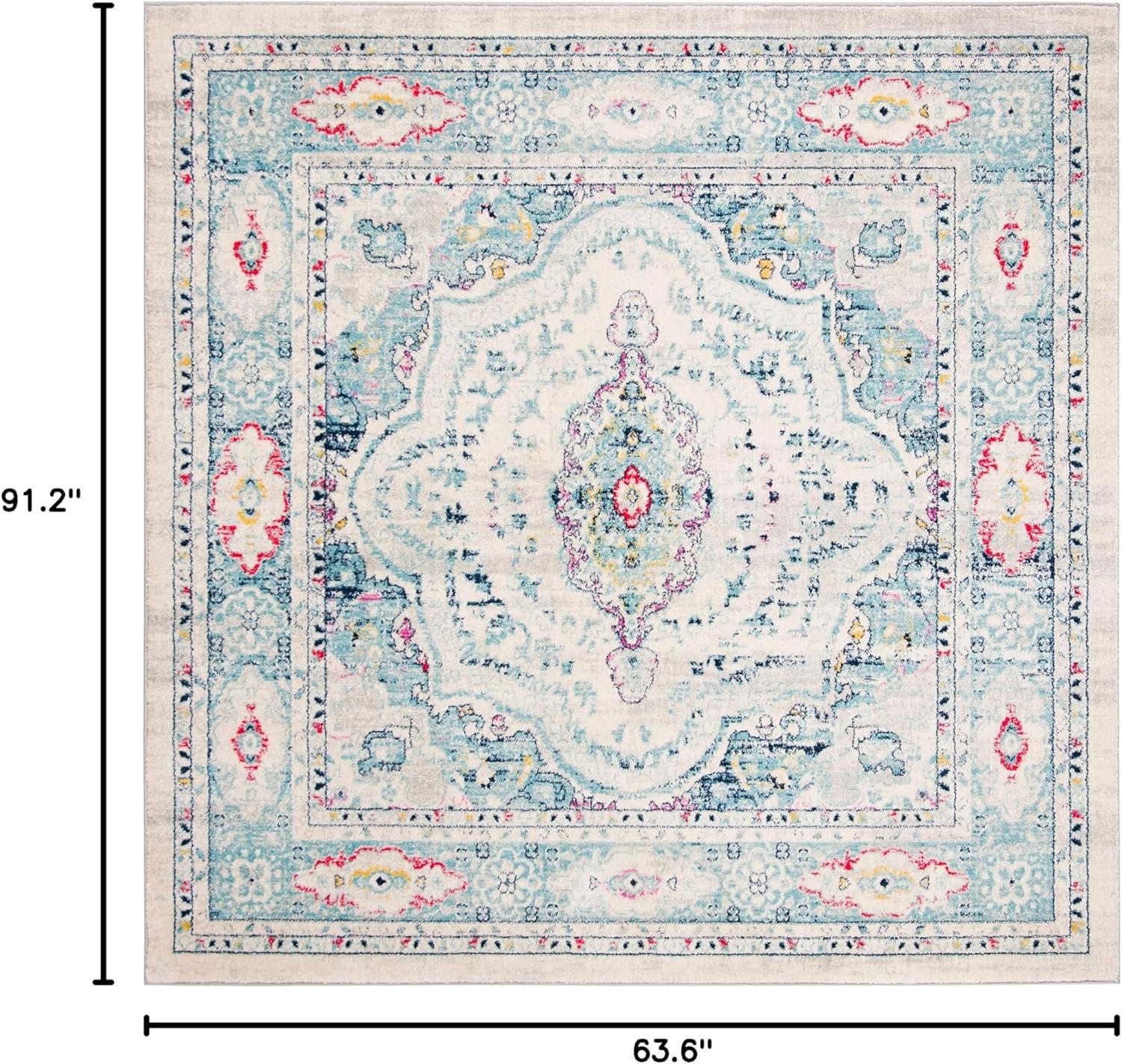 image:imageSAFAVIEH Madison Collection Area Rug 53 x 76 Light Grey amp Blue Oriental Boho Chic Distressed Design NonShedding amp Easy Care Ideal for High Traffic Areas in Living Room Bedroom MAD926FLight Grey Blue