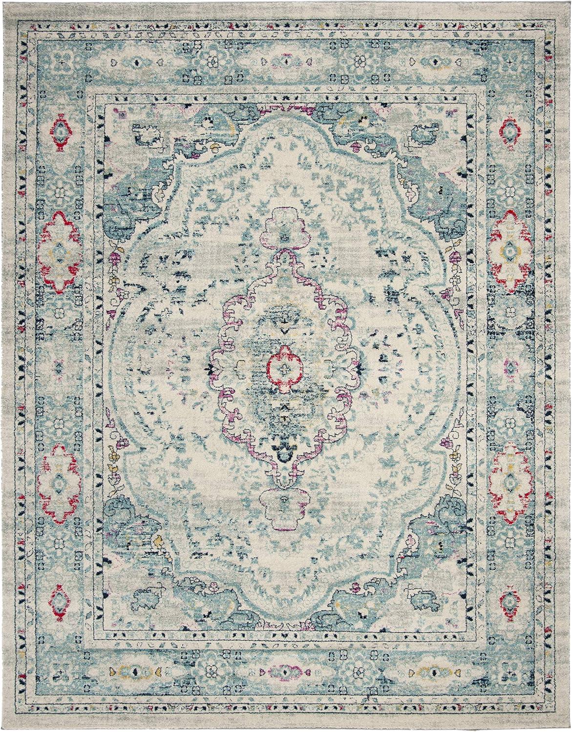 image:imageSAFAVIEH Madison Collection Area Rug 53 x 76 Light Grey amp Blue Oriental Boho Chic Distressed Design NonShedding amp Easy Care Ideal for High Traffic Areas in Living Room Bedroom MAD926FLight GreyFuchsia