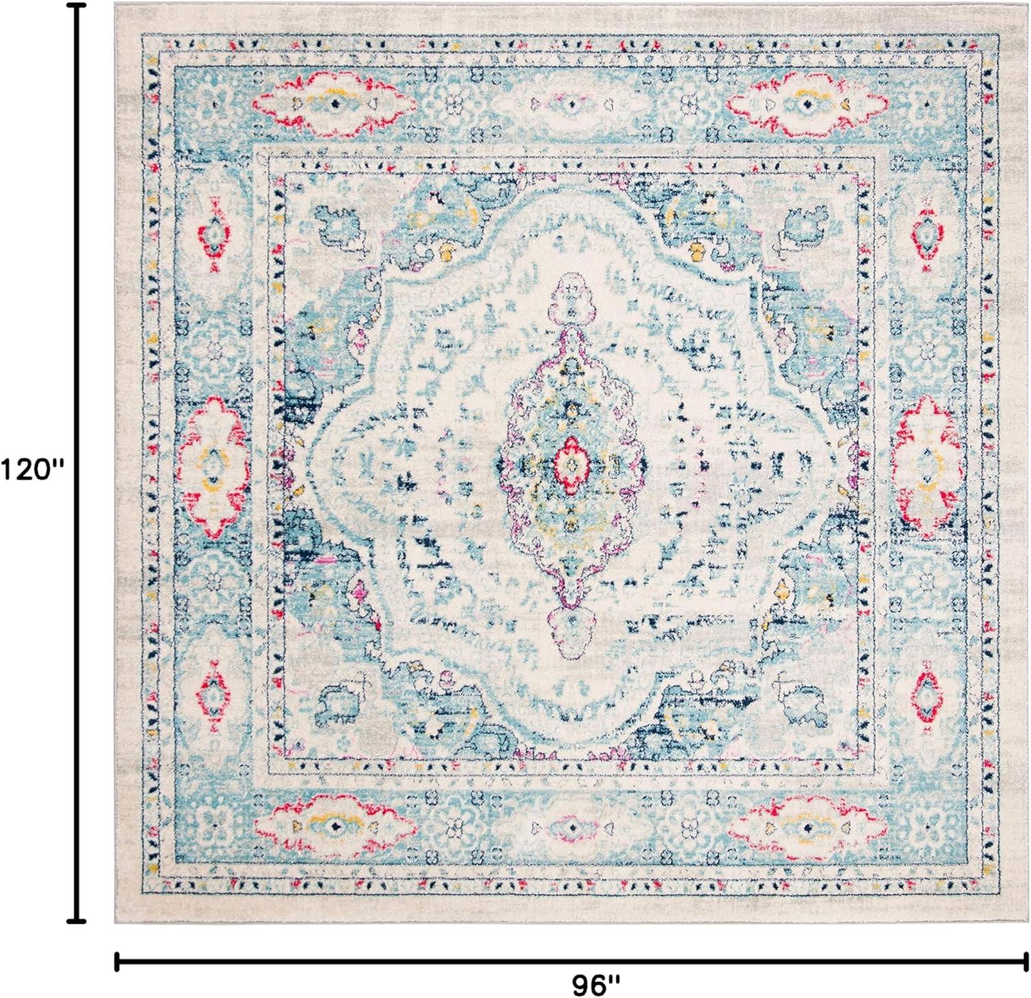 image:imageSAFAVIEH Madison Collection Area Rug 53 x 76 Light Grey amp Blue Oriental Boho Chic Distressed Design NonShedding amp Easy Care Ideal for High Traffic Areas in Living Room Bedroom MAD926FLight GreyFuchsia