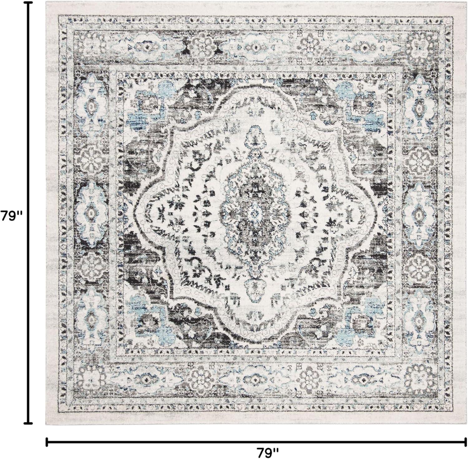 image:imageSAFAVIEH Madison Collection Area Rug 53 x 76 Light Grey amp Blue Oriental Boho Chic Distressed Design NonShedding amp Easy Care Ideal for High Traffic Areas in Living Room Bedroom MAD926FLight Grey Blue